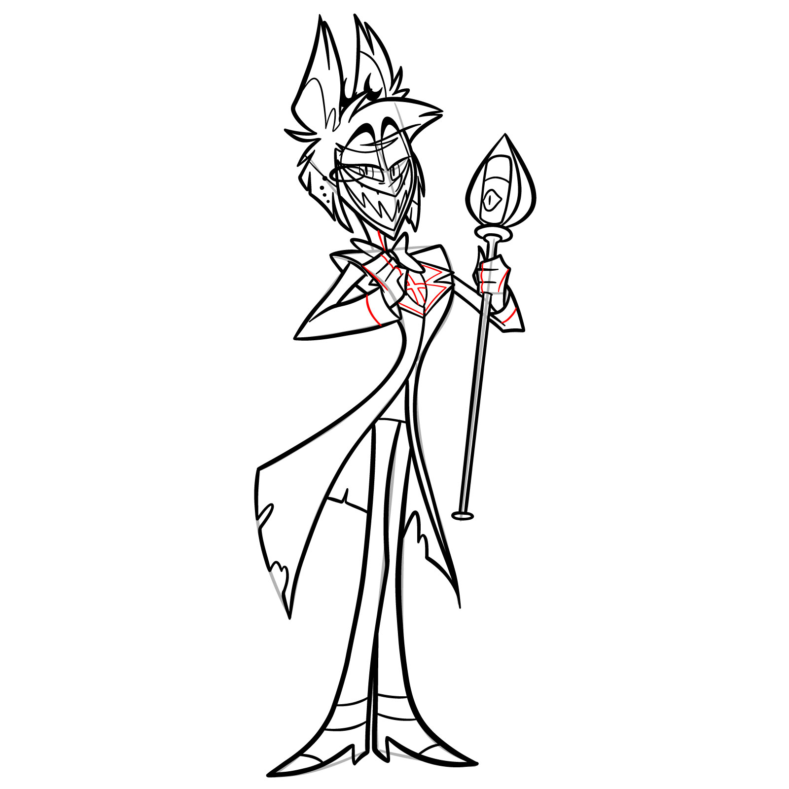 How to Draw Alastor from Hazbin Hotel - step 26