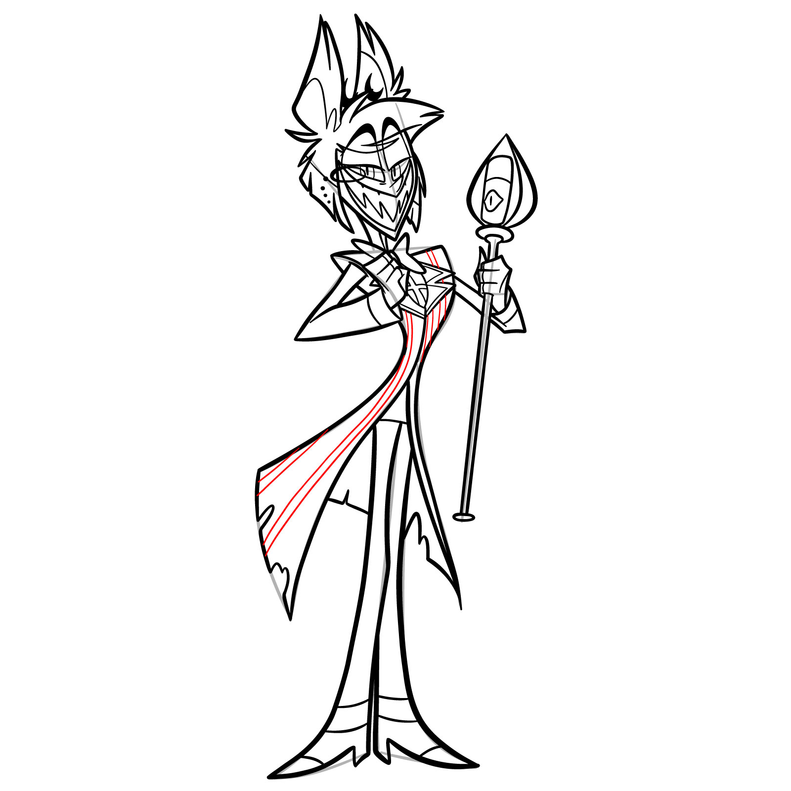 How to Draw Alastor from Hazbin Hotel - step 27