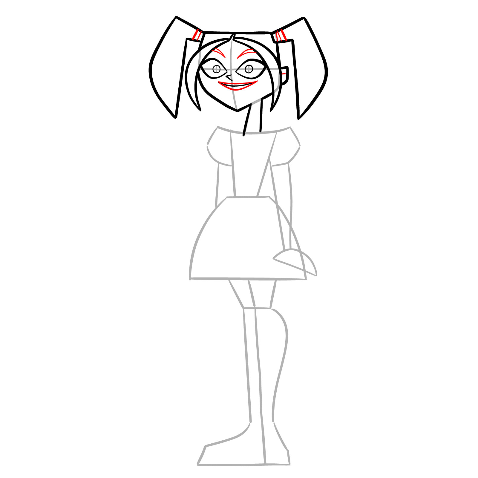 How to Draw Scary Girl from Total Drama Island - step 06