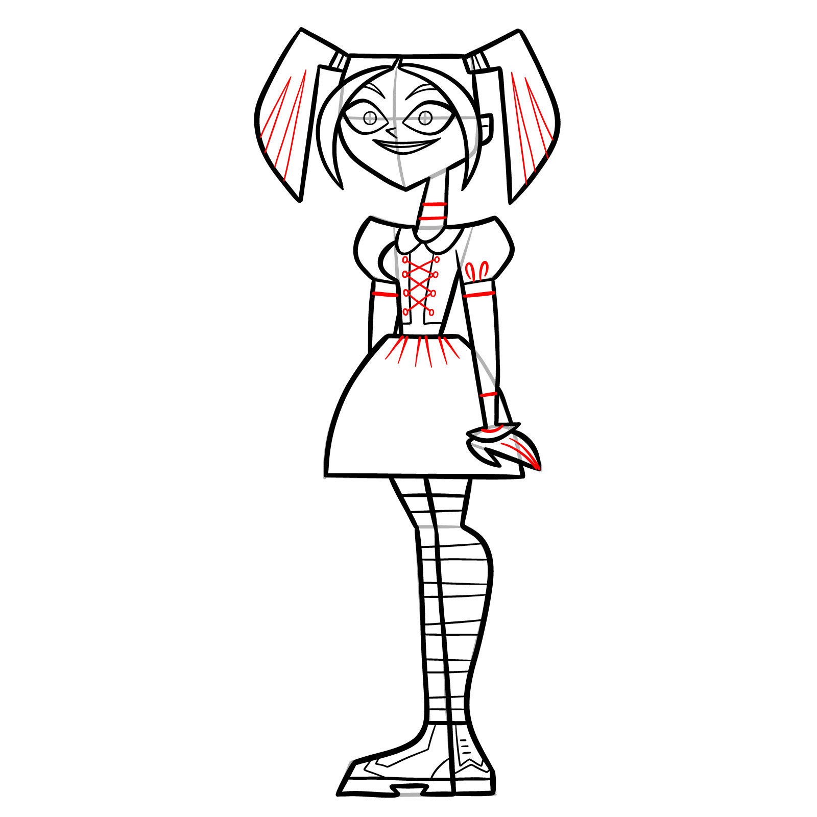 How to Draw Scary Girl from Total Drama Island - step 16