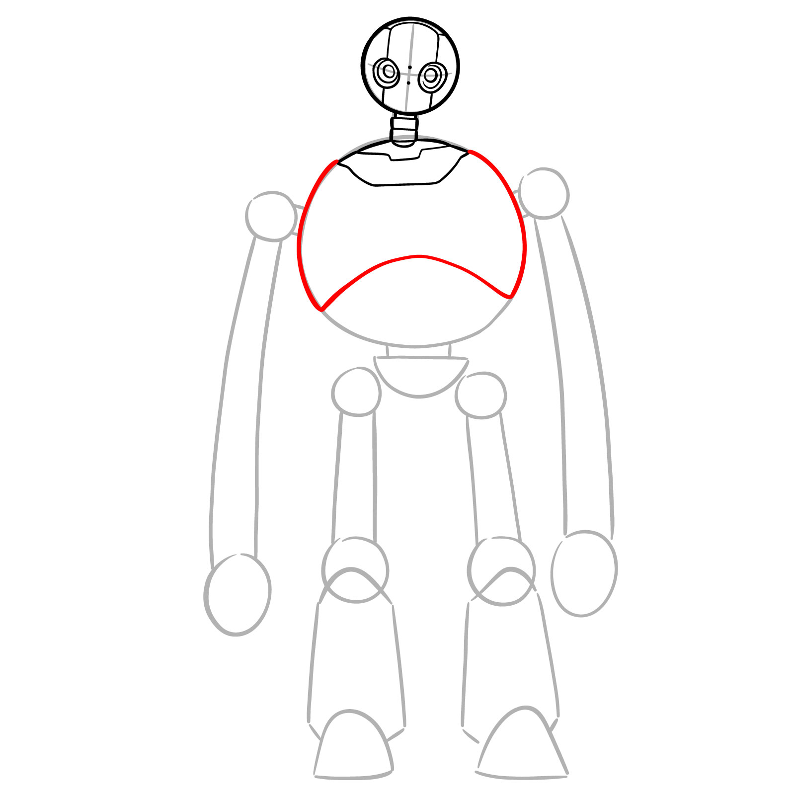 How to Draw The Wild Robot Roz - step 08