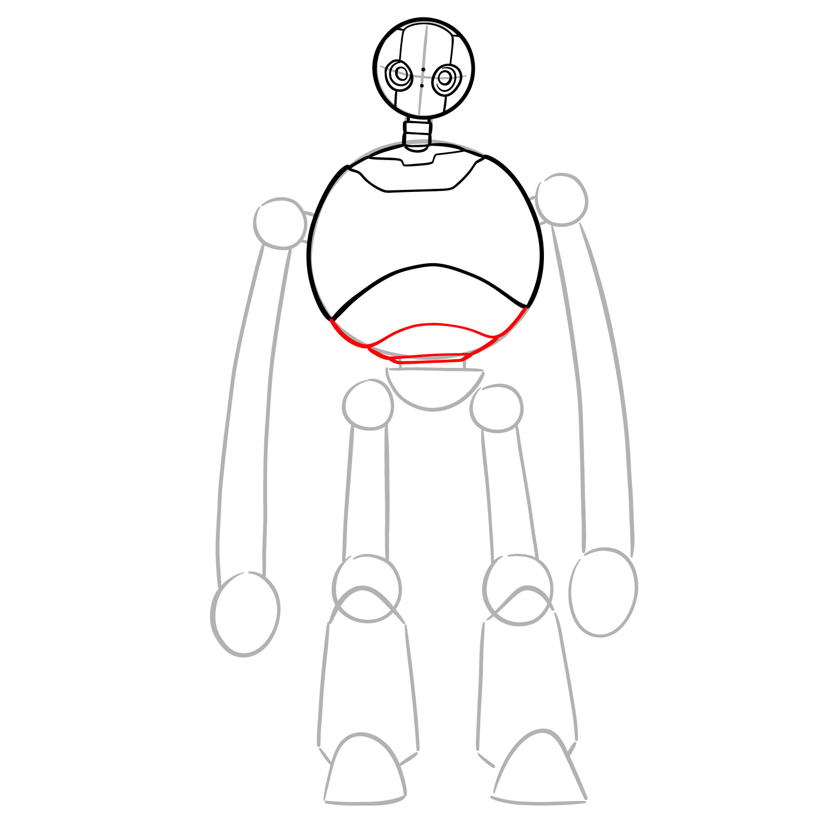 How to Draw The Wild Robot Roz - step 09