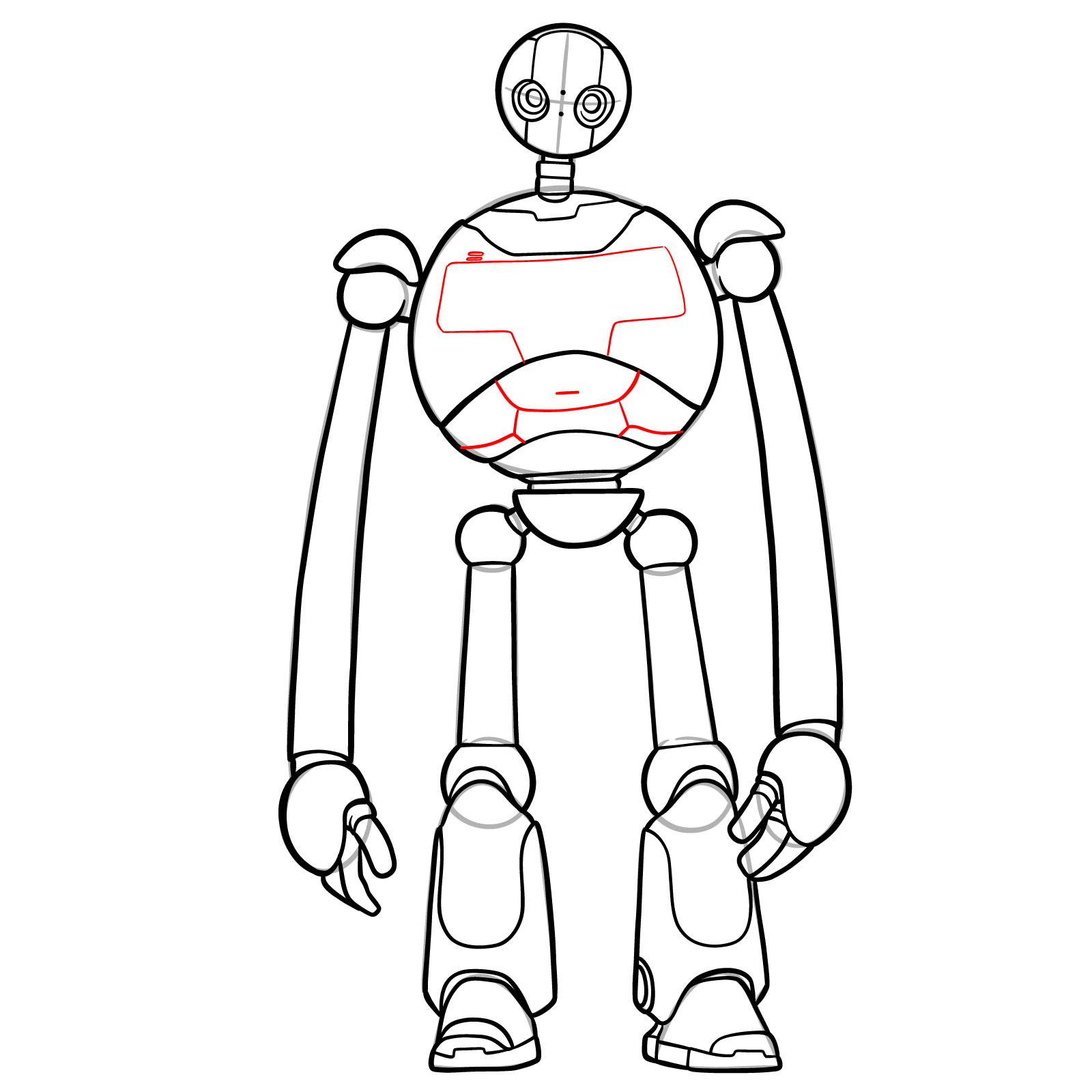 How to Draw The Wild Robot Roz - step 19