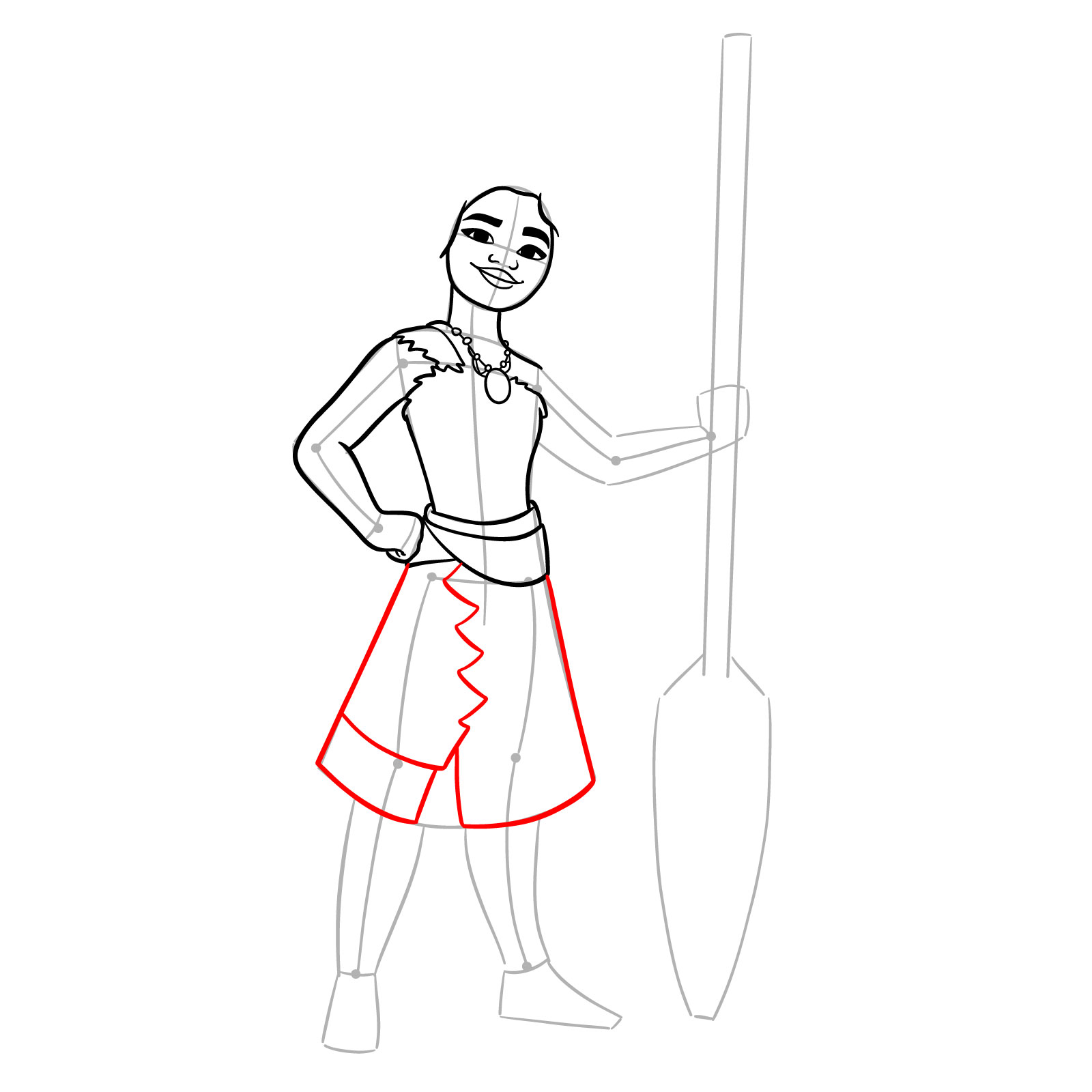 How to draw Moana 2 - sketching the skirt - step 12