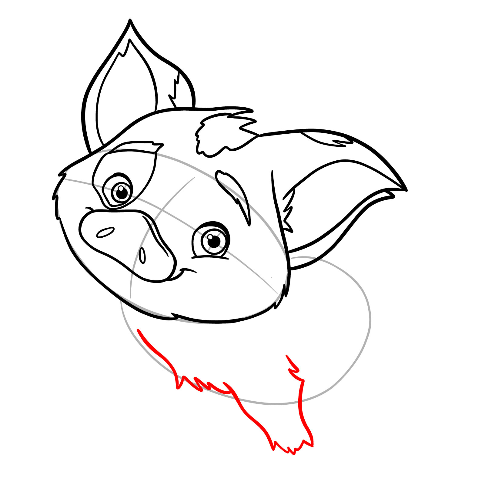 How to Draw Pua from Moana - step 11