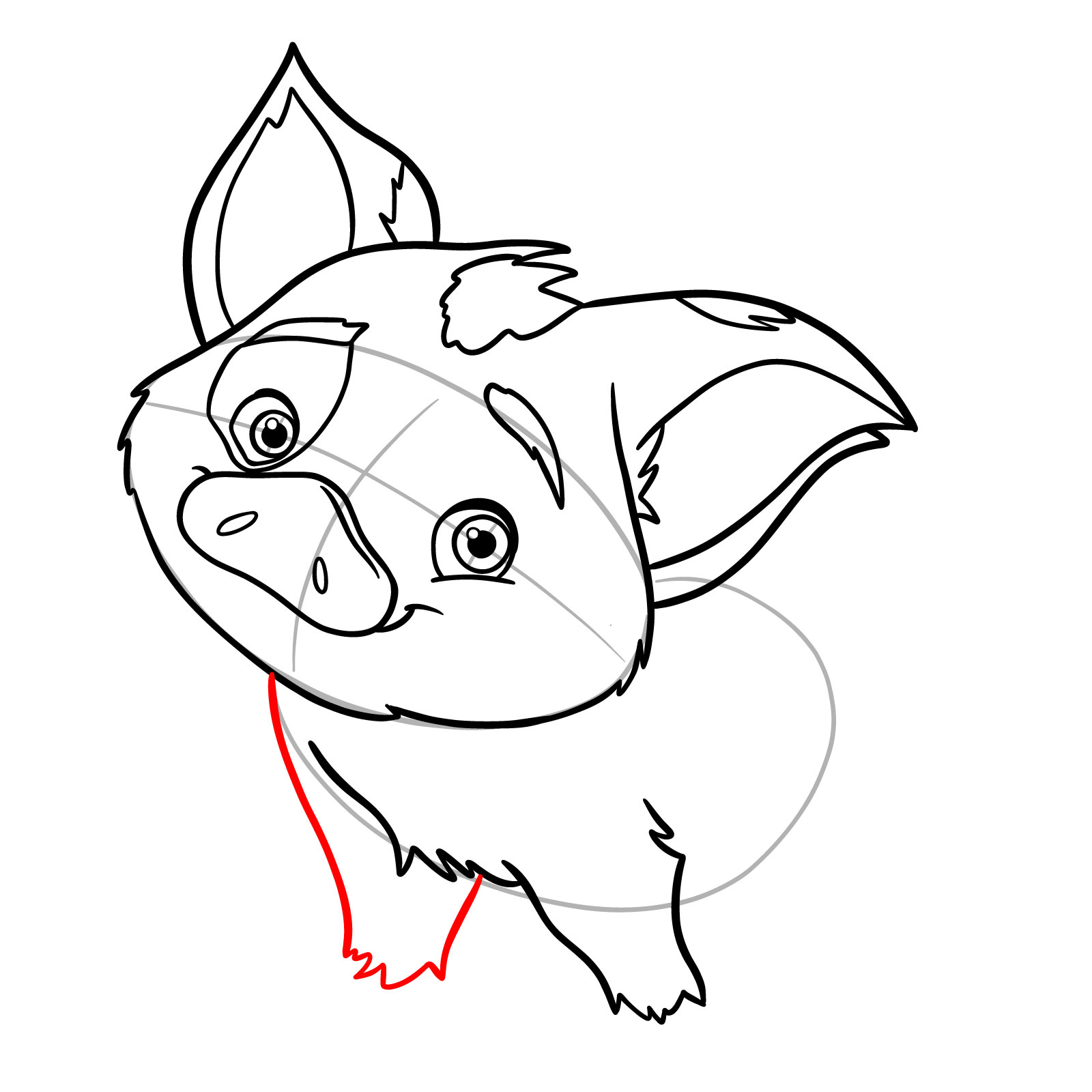 How to Draw Pua from Moana - step 12