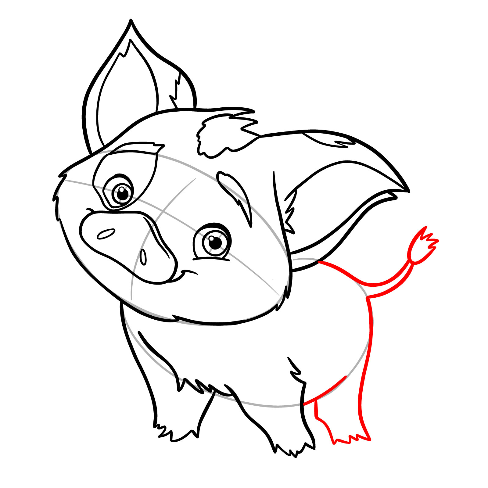 How to Draw Pua from Moana - step 13