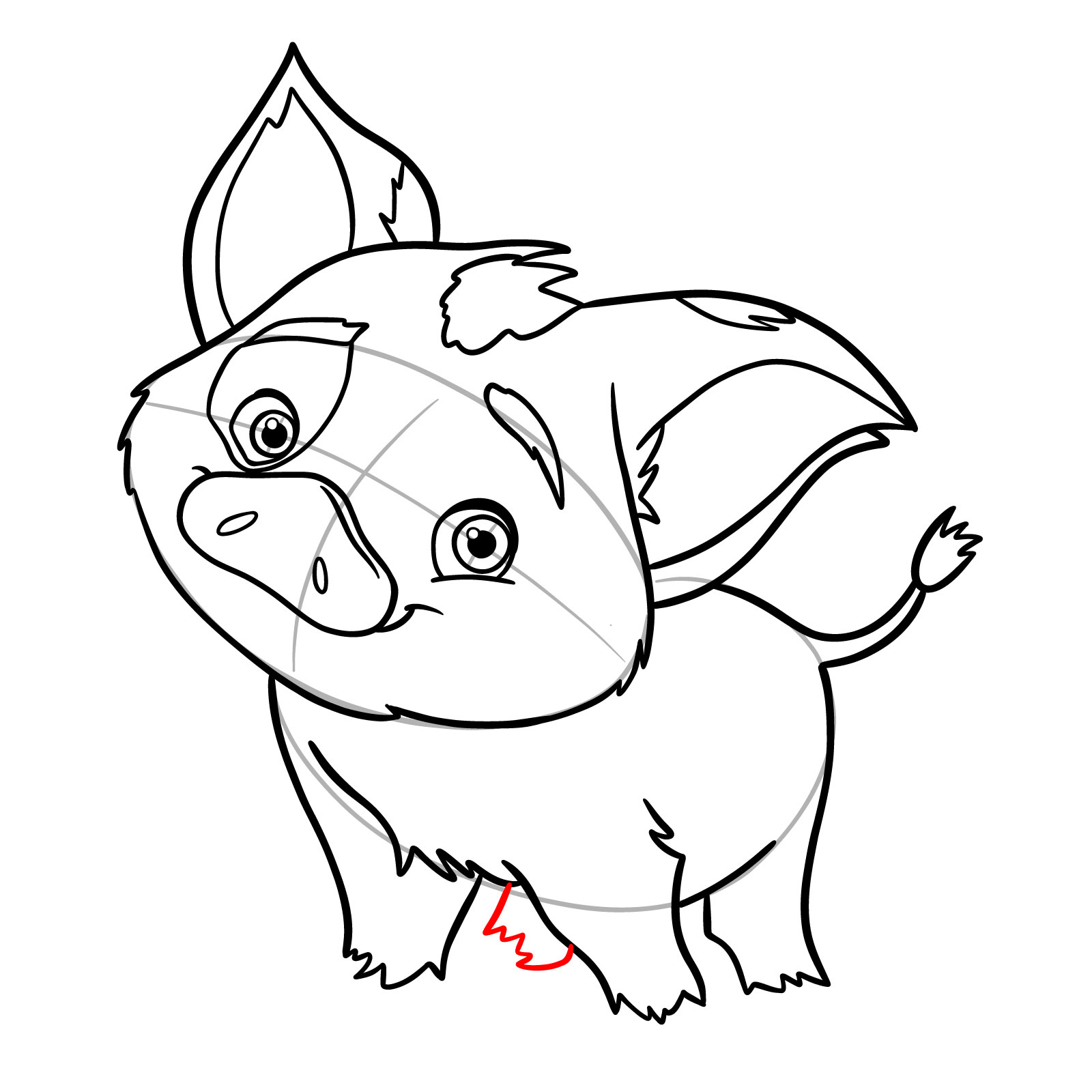 How to Draw Pua from Moana - step 14