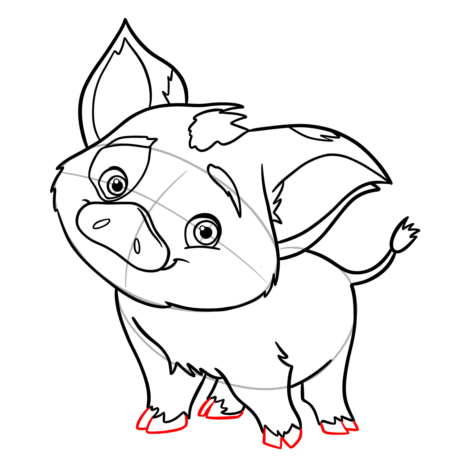 How to Draw Pua from Moana - step 15