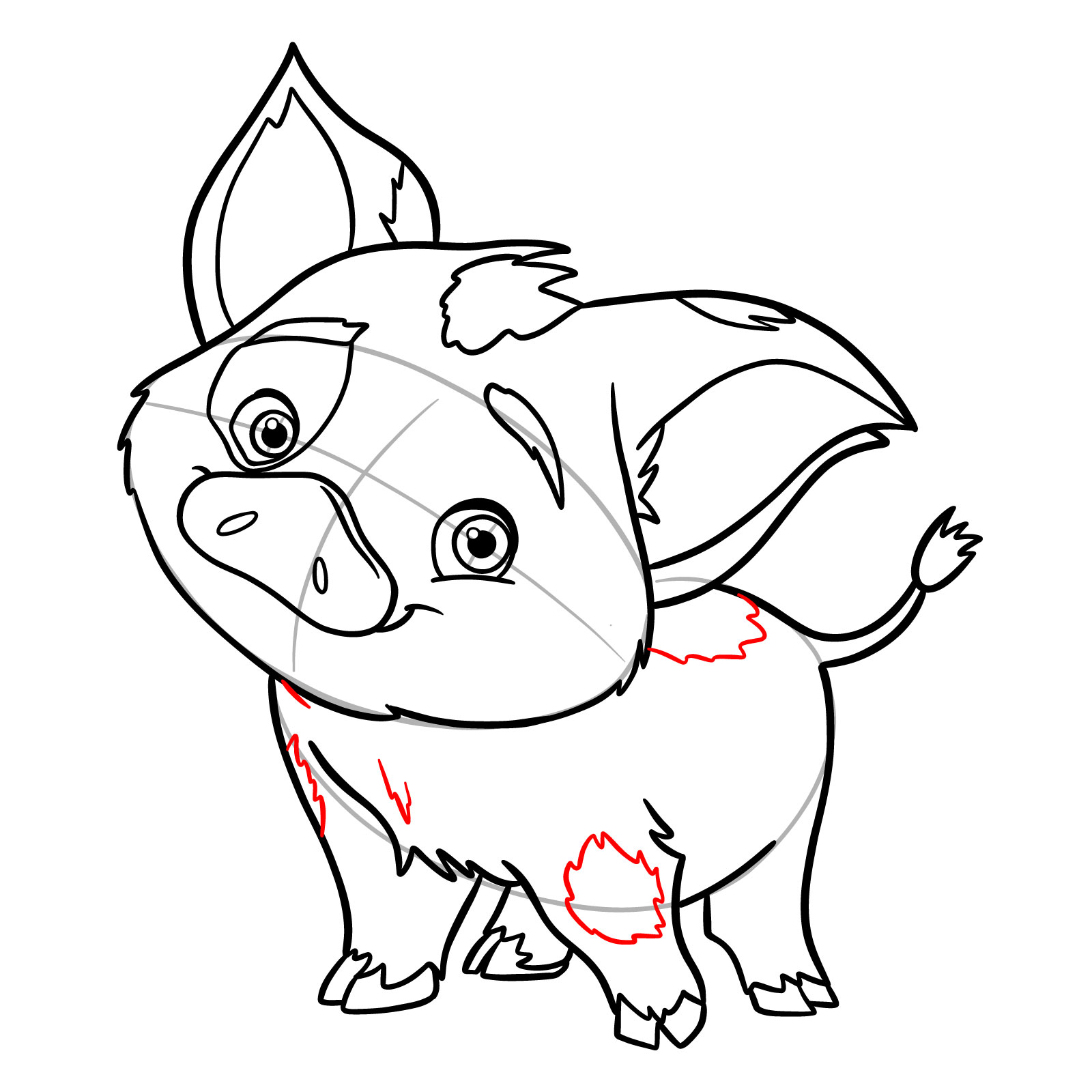 How to Draw Pua from Moana - step 16