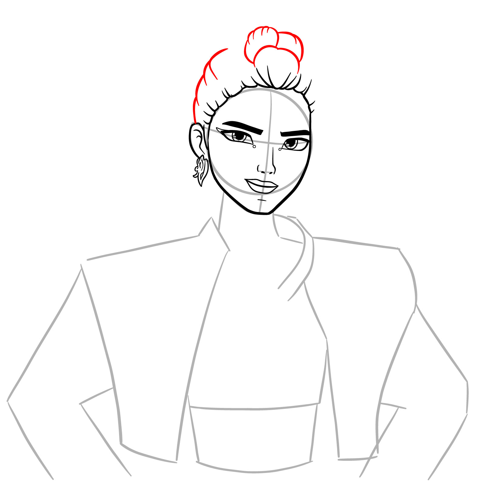 How to Draw Rumi from KPop Demon Hunters - step 09