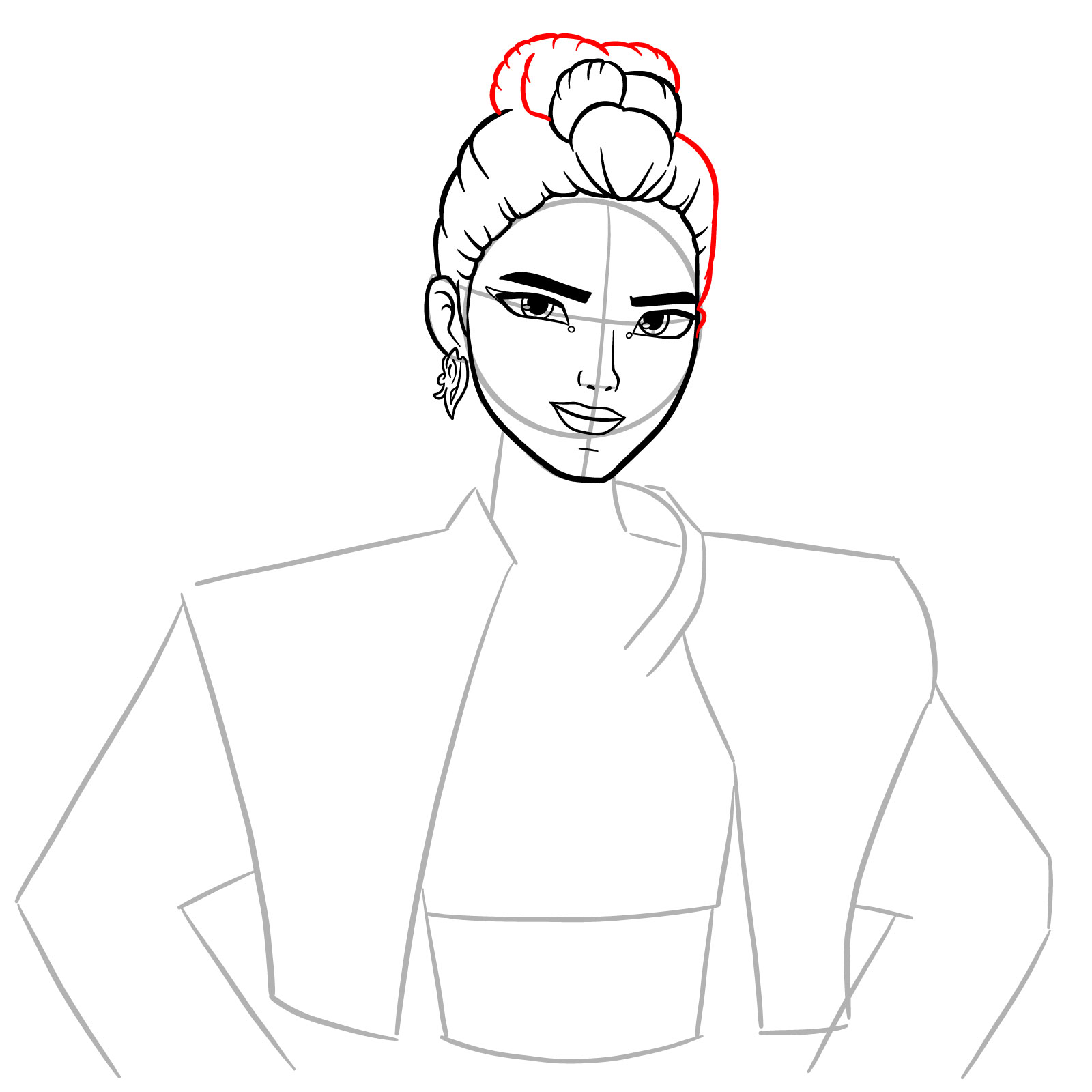 How to Draw Rumi from KPop Demon Hunters - step 10
