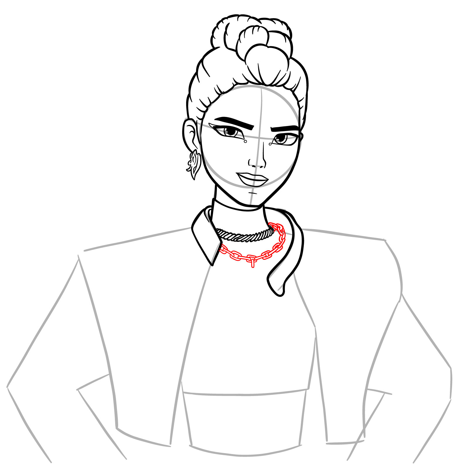 How to Draw Rumi from KPop Demon Hunters - step 13