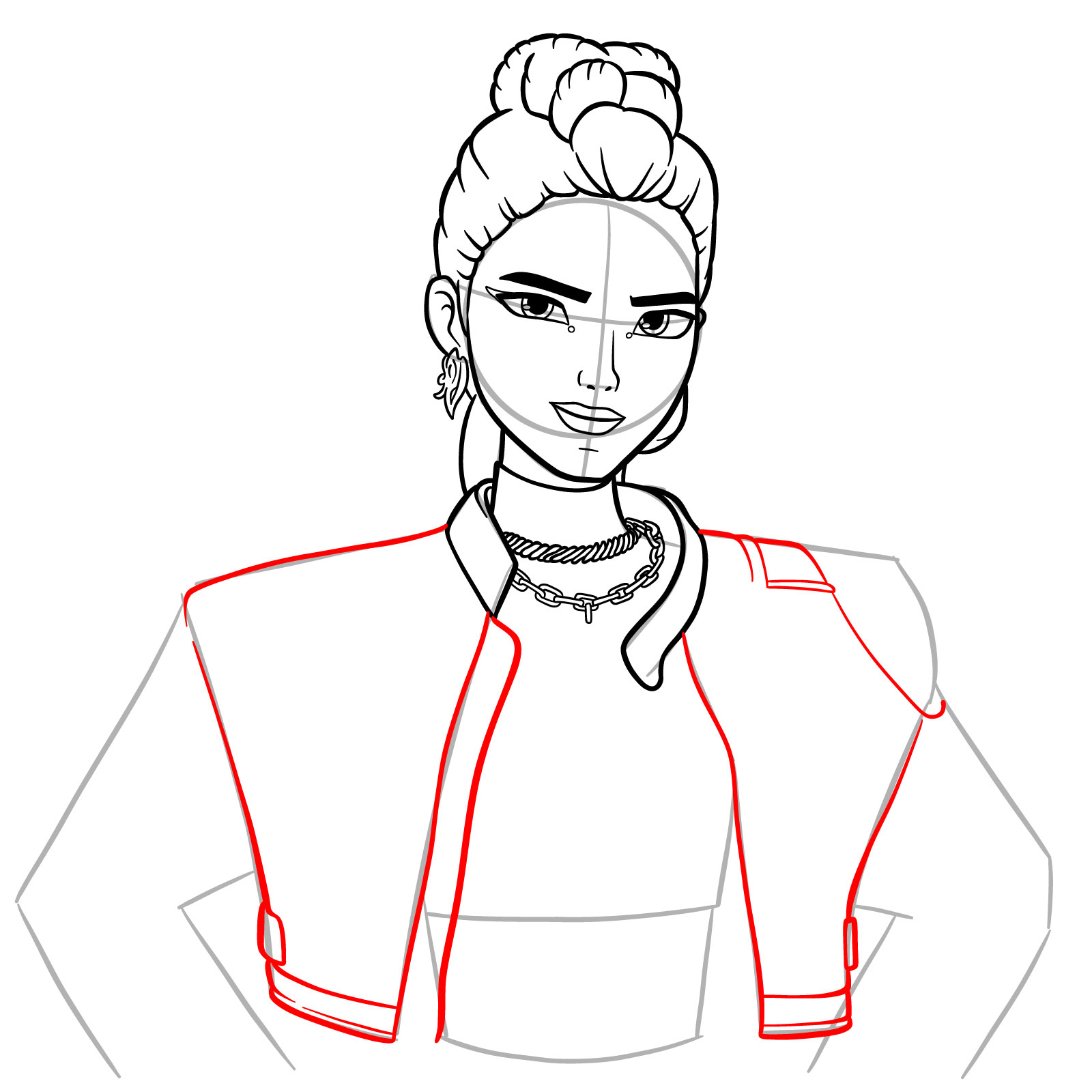How to Draw Rumi from KPop Demon Hunters - step 15