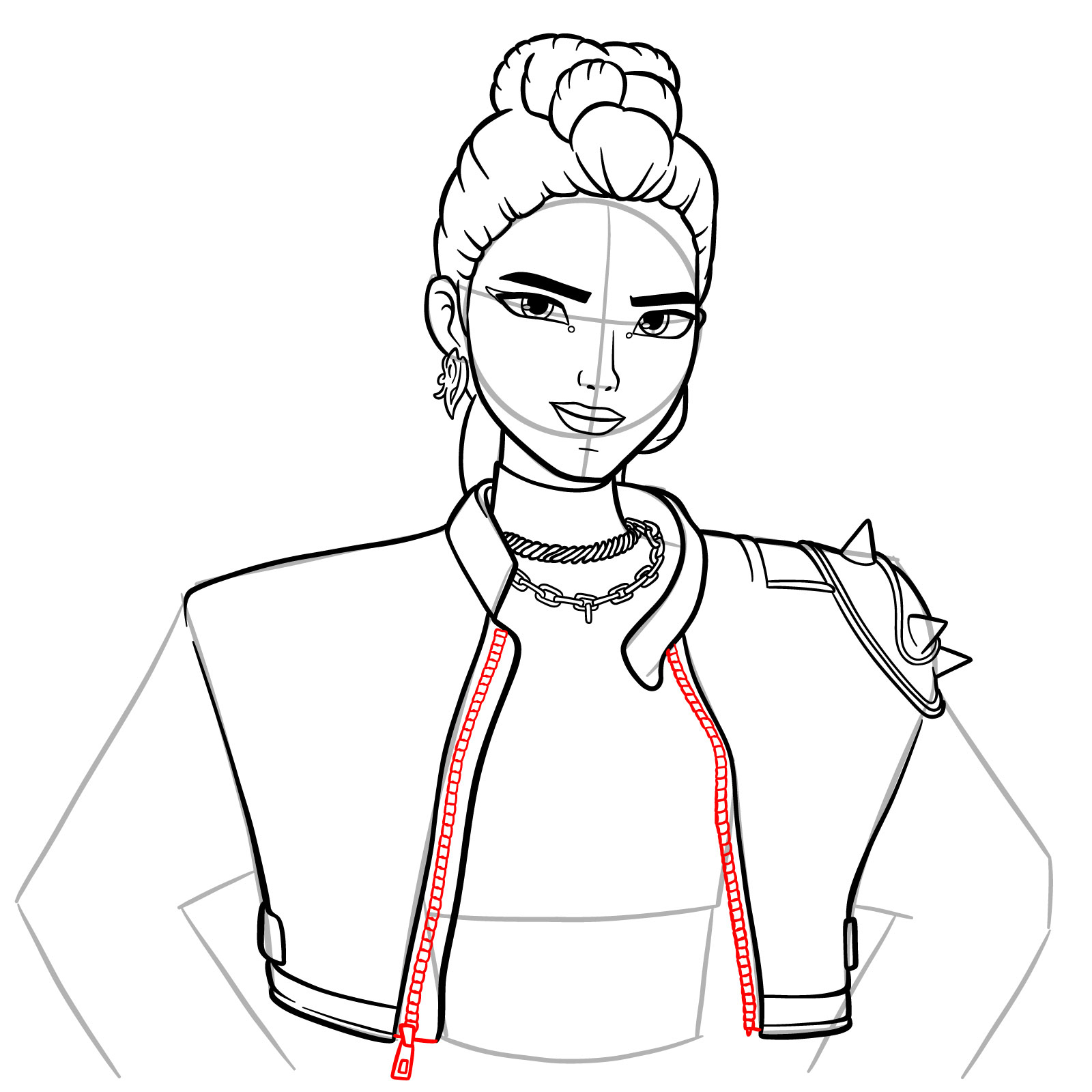 How to Draw Rumi from KPop Demon Hunters - step 17