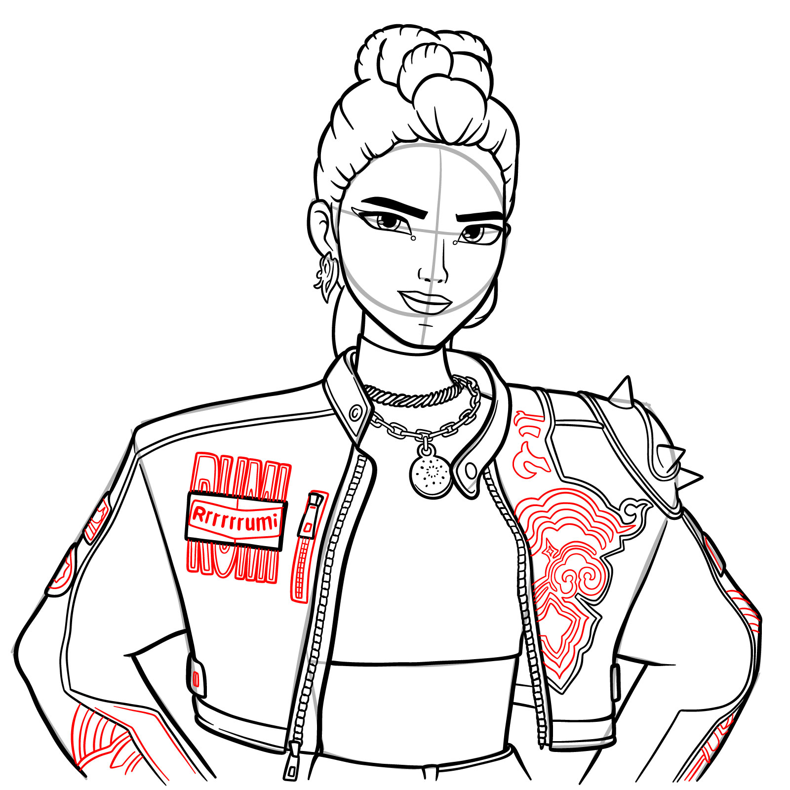 How to Draw Rumi from KPop Demon Hunters - step 22