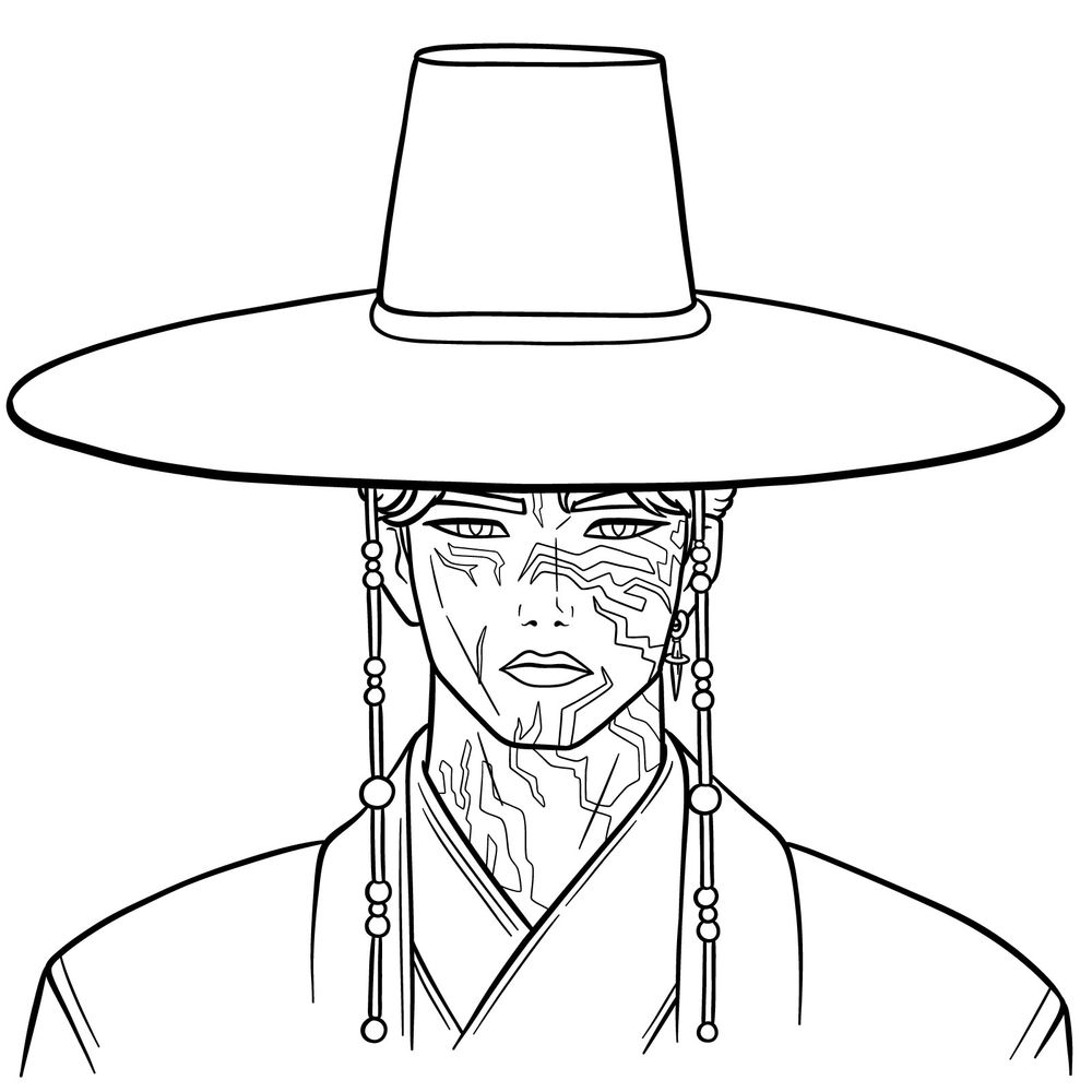 How to Draw Jinu in Demon Form with Hat and Markings