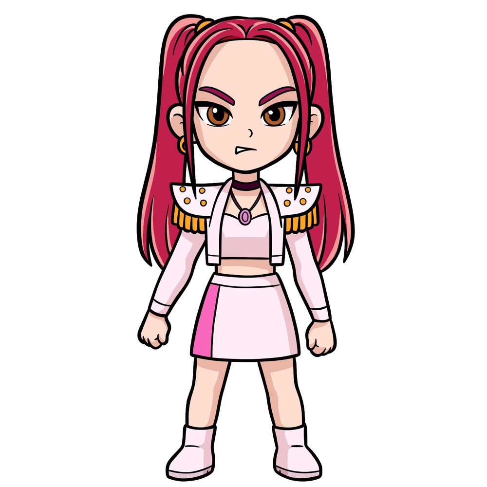 How to Draw Chibi Mira from HUNTR/X in 21 Steps: Cute Version