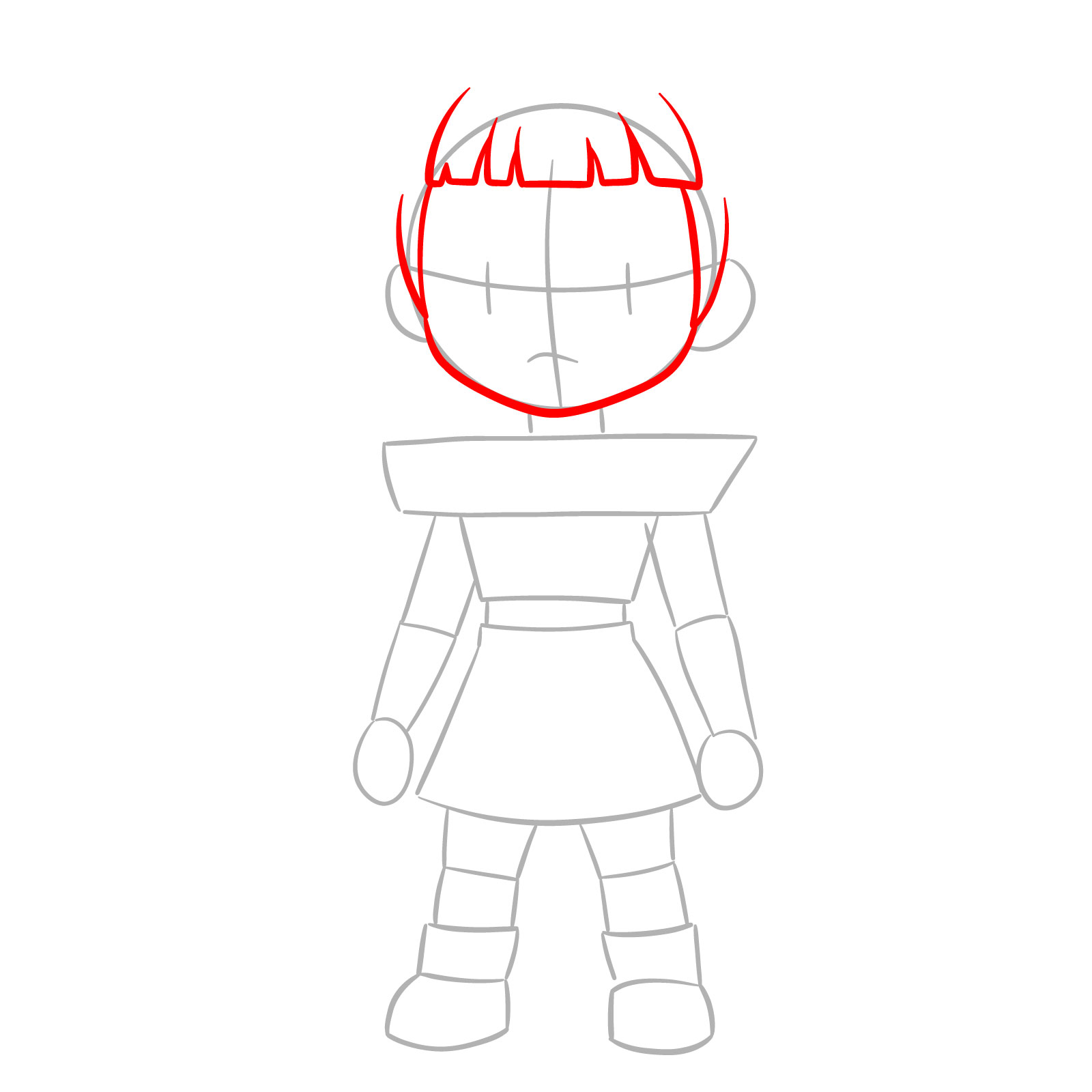 How to draw chibi Zoey from KPop Demon Hunters - step 03