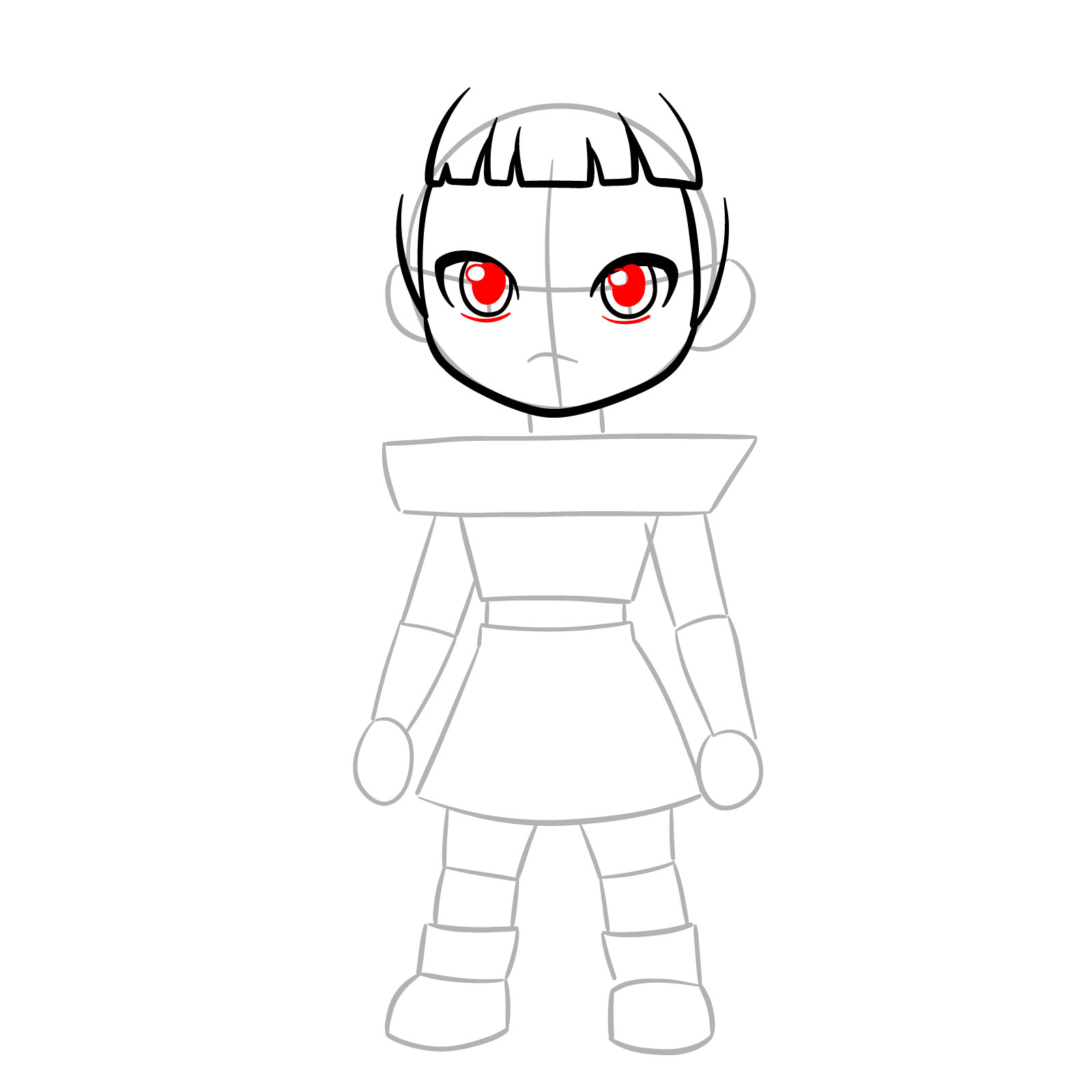 How to draw chibi Zoey from KPop Demon Hunters - step 05