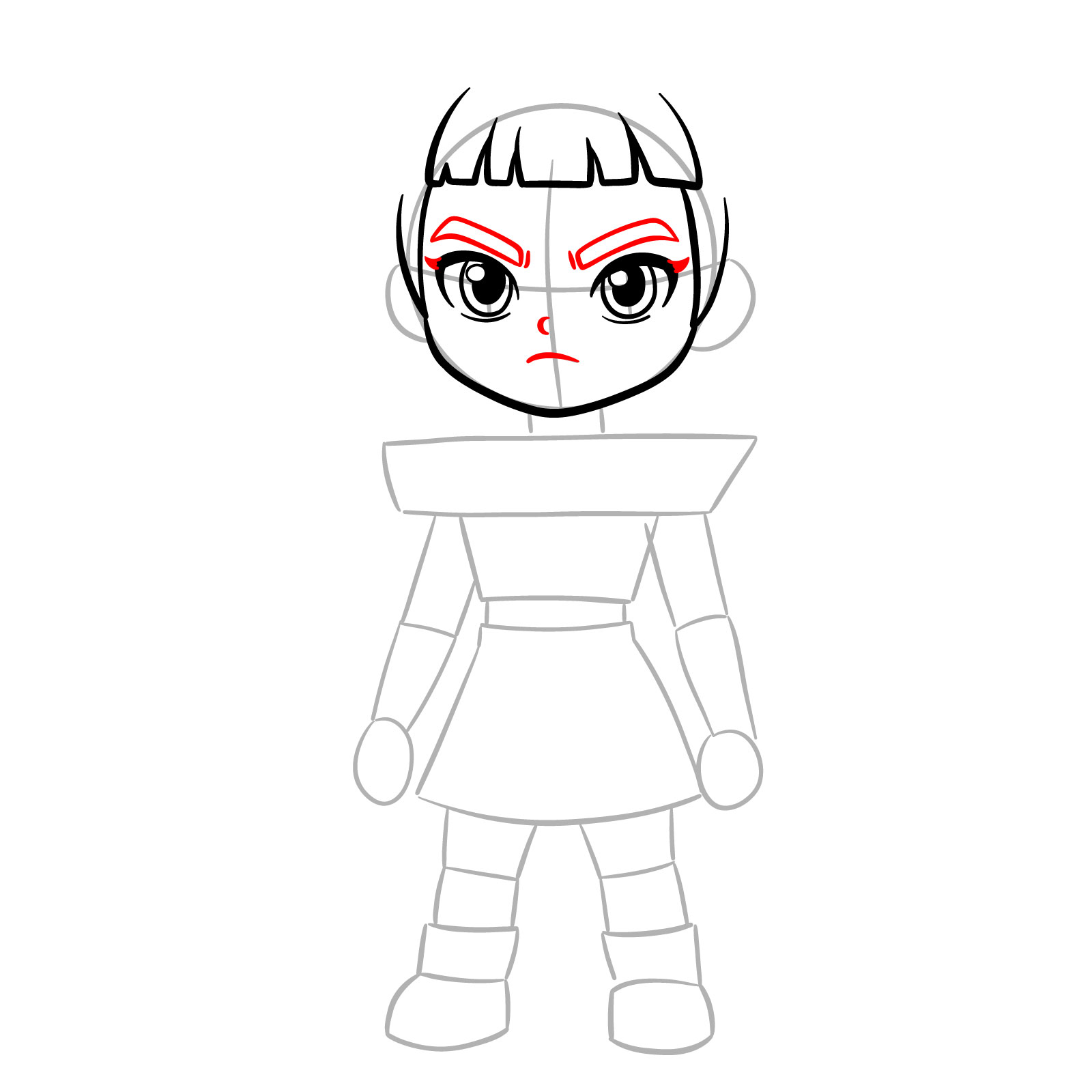 How to draw chibi Zoey from KPop Demon Hunters - step 06