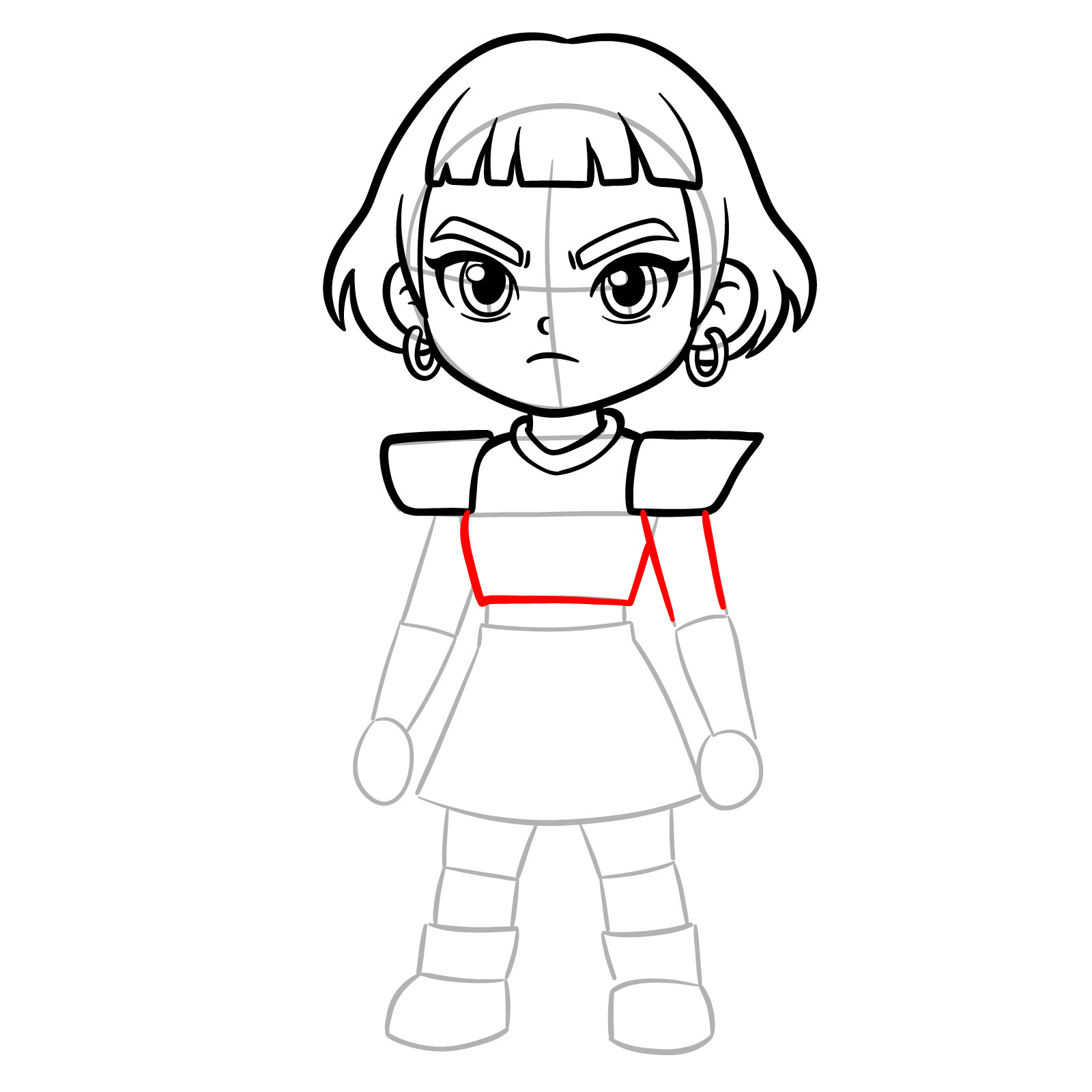 How to draw chibi Zoey from KPop Demon Hunters - step 11