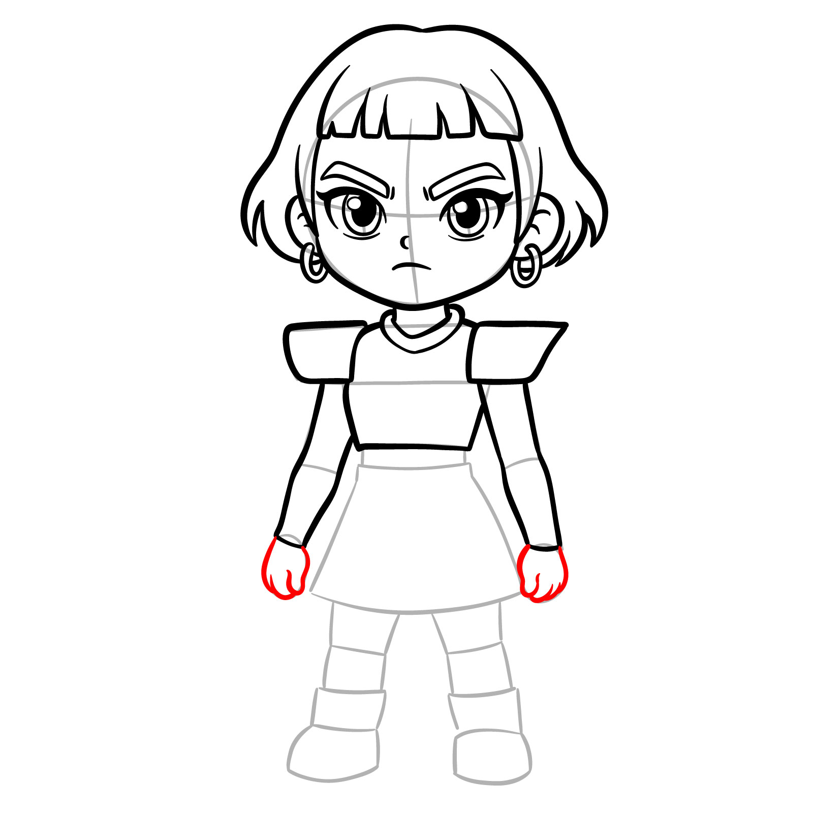 How to draw chibi Zoey from KPop Demon Hunters - step 13