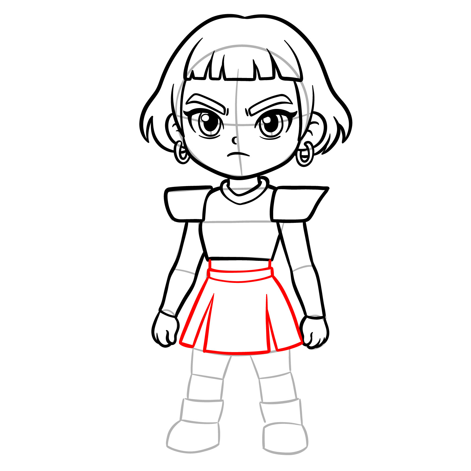 How to draw chibi Zoey from KPop Demon Hunters - step 14