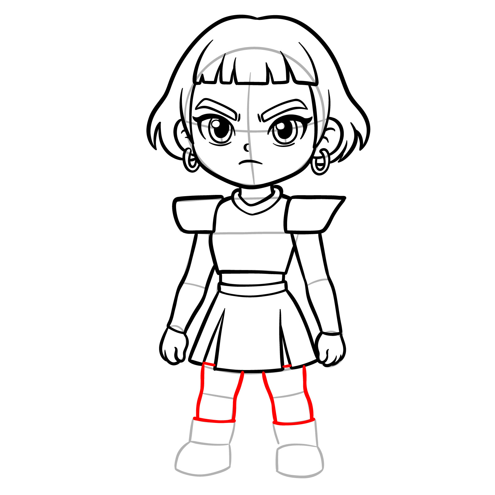 How to draw chibi Zoey from KPop Demon Hunters - step 15