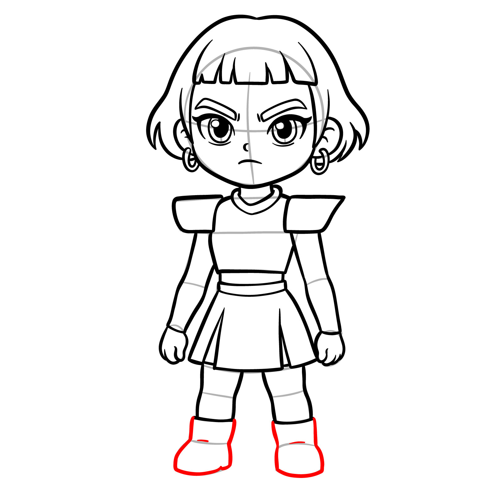 How to draw chibi Zoey from KPop Demon Hunters - step 16