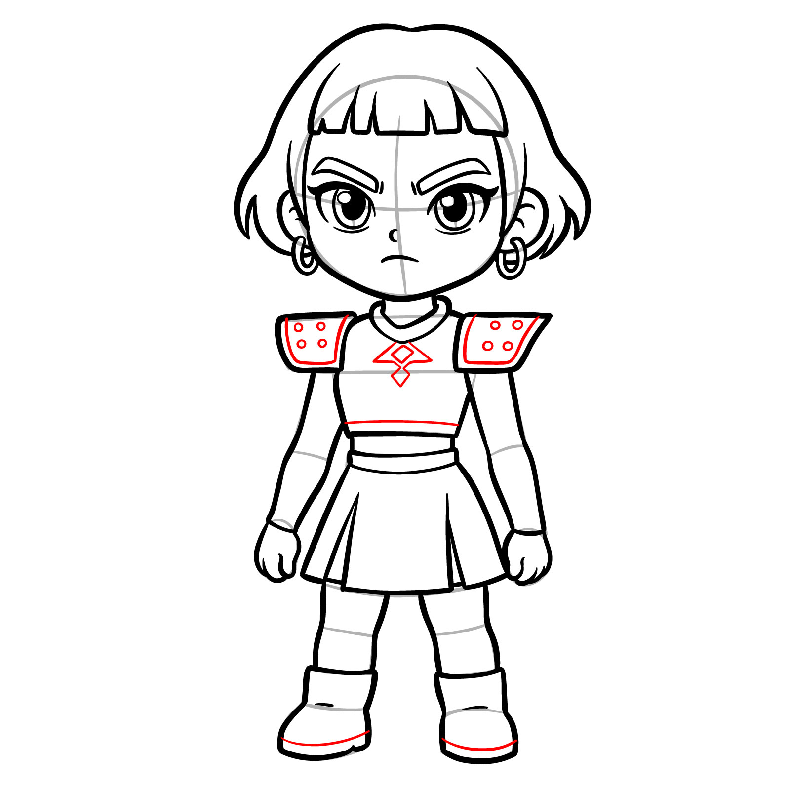 How to draw chibi Zoey from KPop Demon Hunters - step 17
