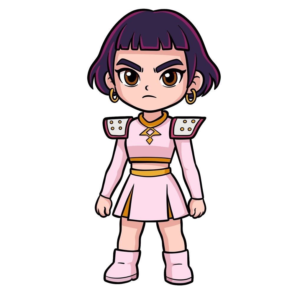 How to Draw Chibi Zoey from KPop Demon Hunters in 19 steps