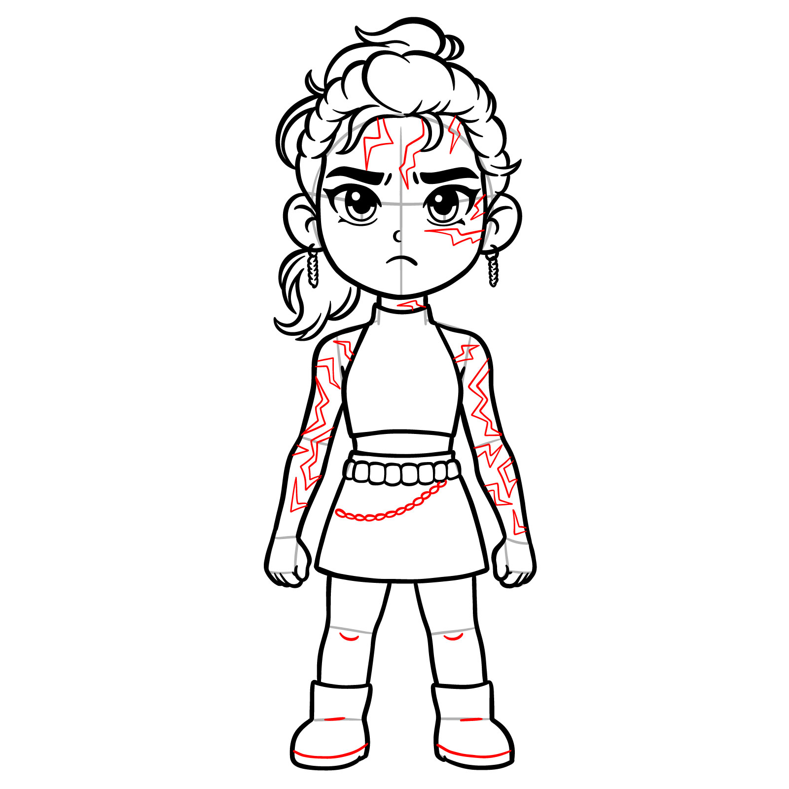 How to draw chibi Rumi in final act outfit - step 17