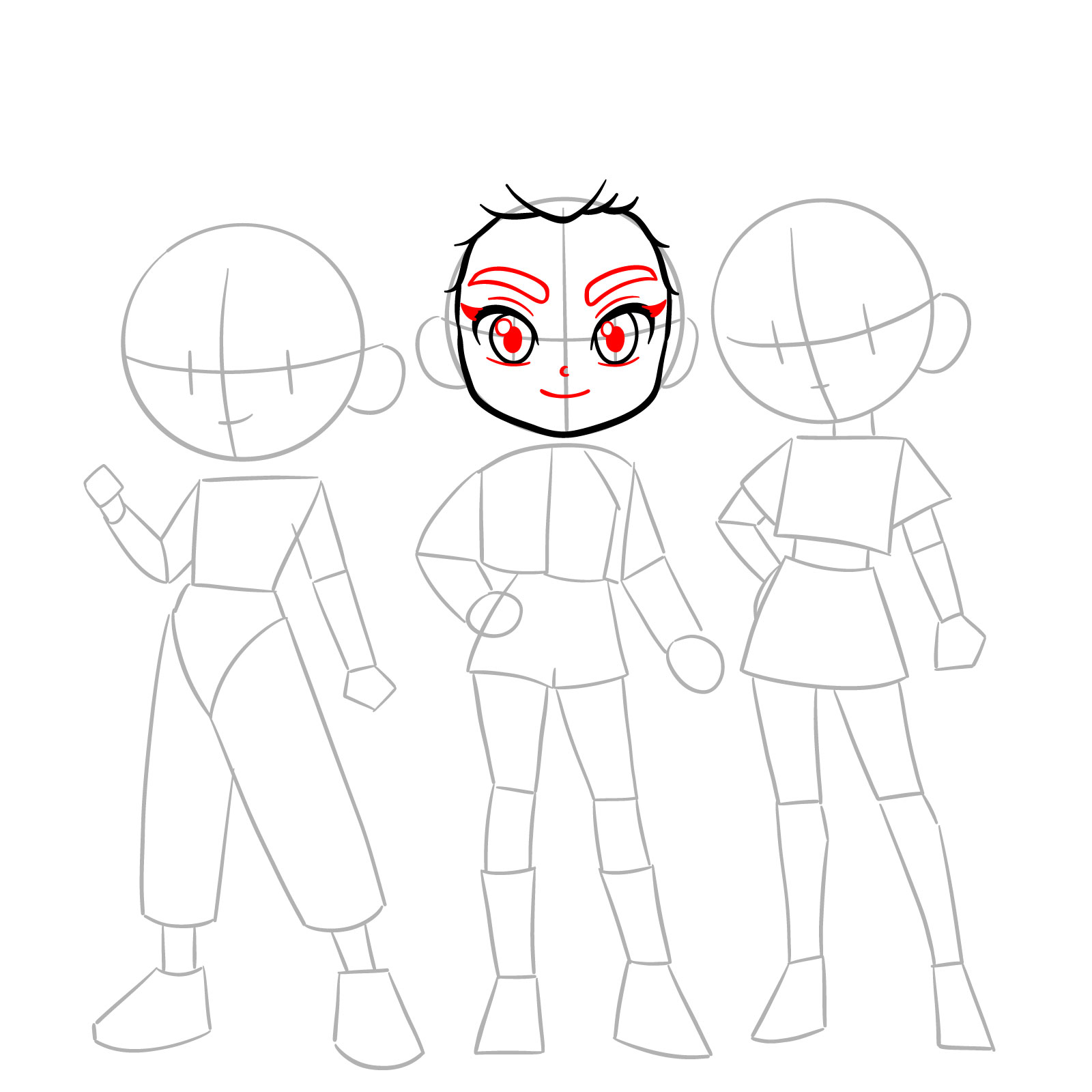 How to Draw HUNTR/X in Chibi Style - step 05