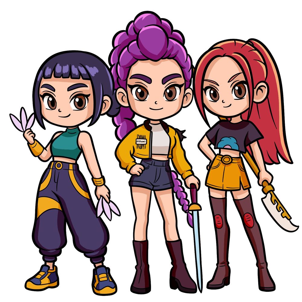 Chibi HUNTR/X Drawing Tutorial with Rumi, Mira and Zoey