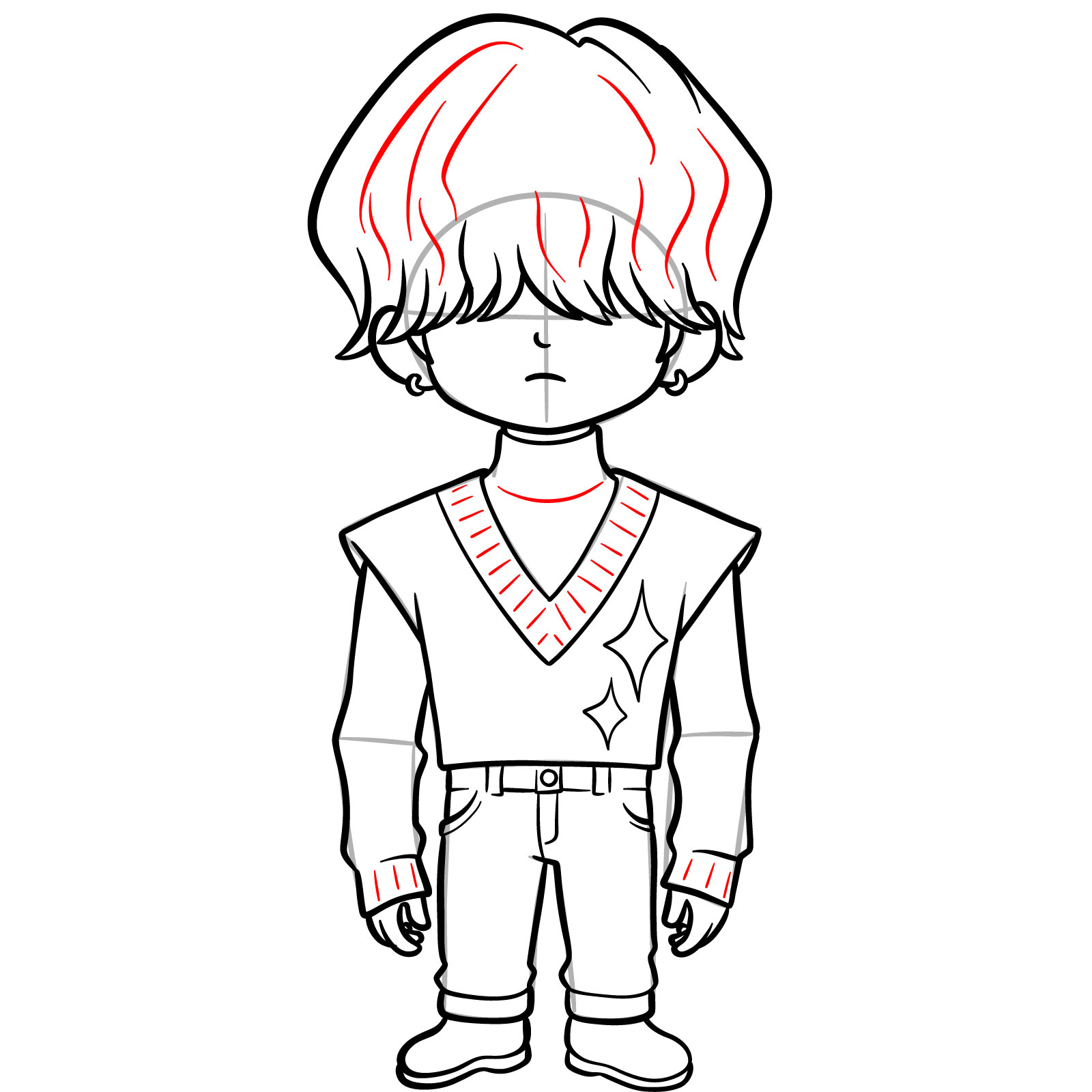 How to Draw Chibi Mystery Saja - step 14