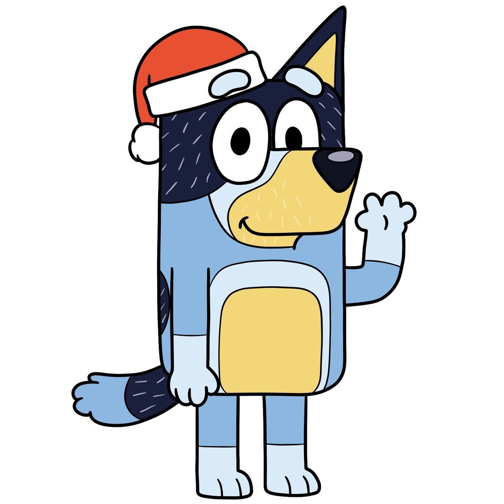 How to Draw Bandit Heeler as Santa: Drawing Bluey’s Festive Dad