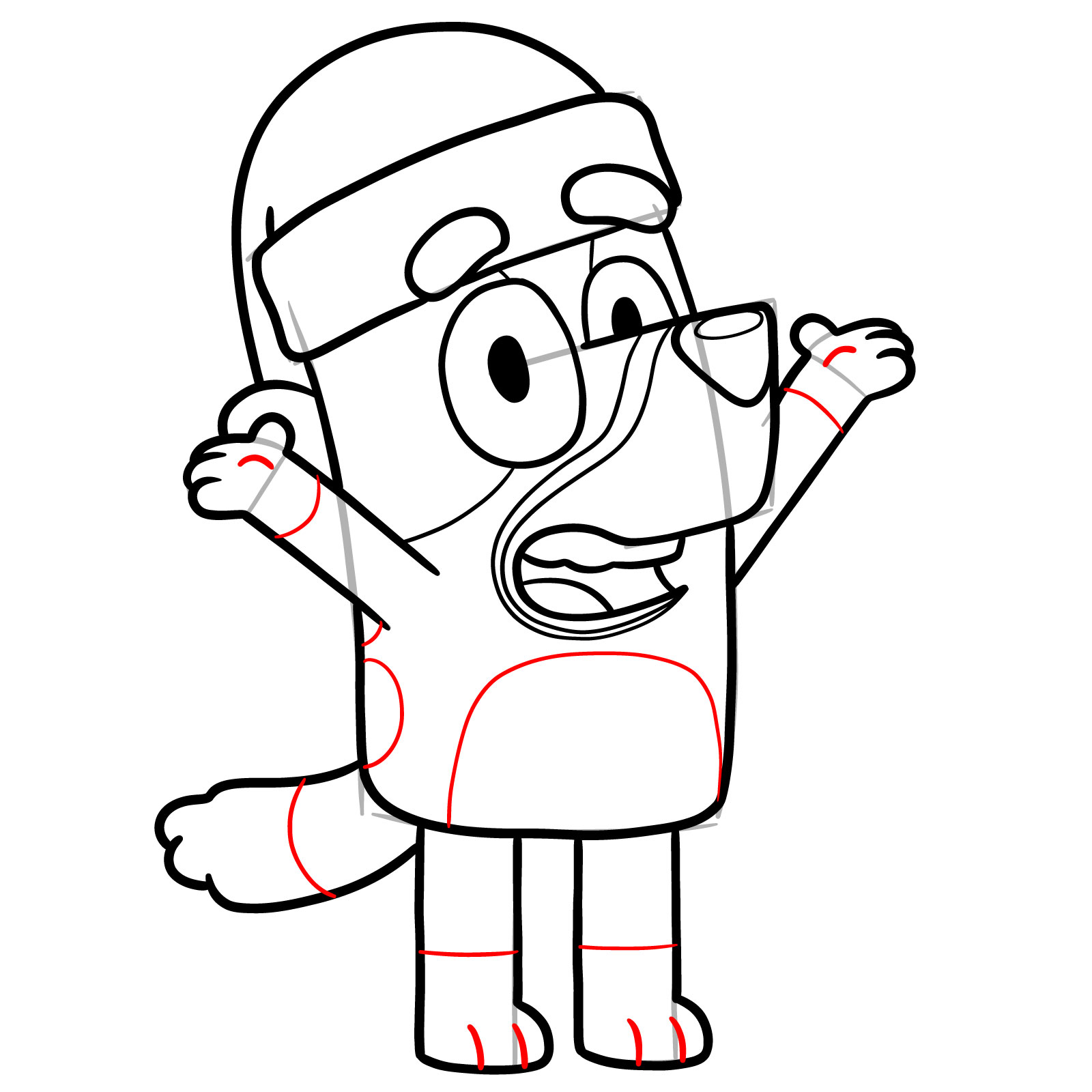 How to Draw Bluey in a Santa Hat - step 15