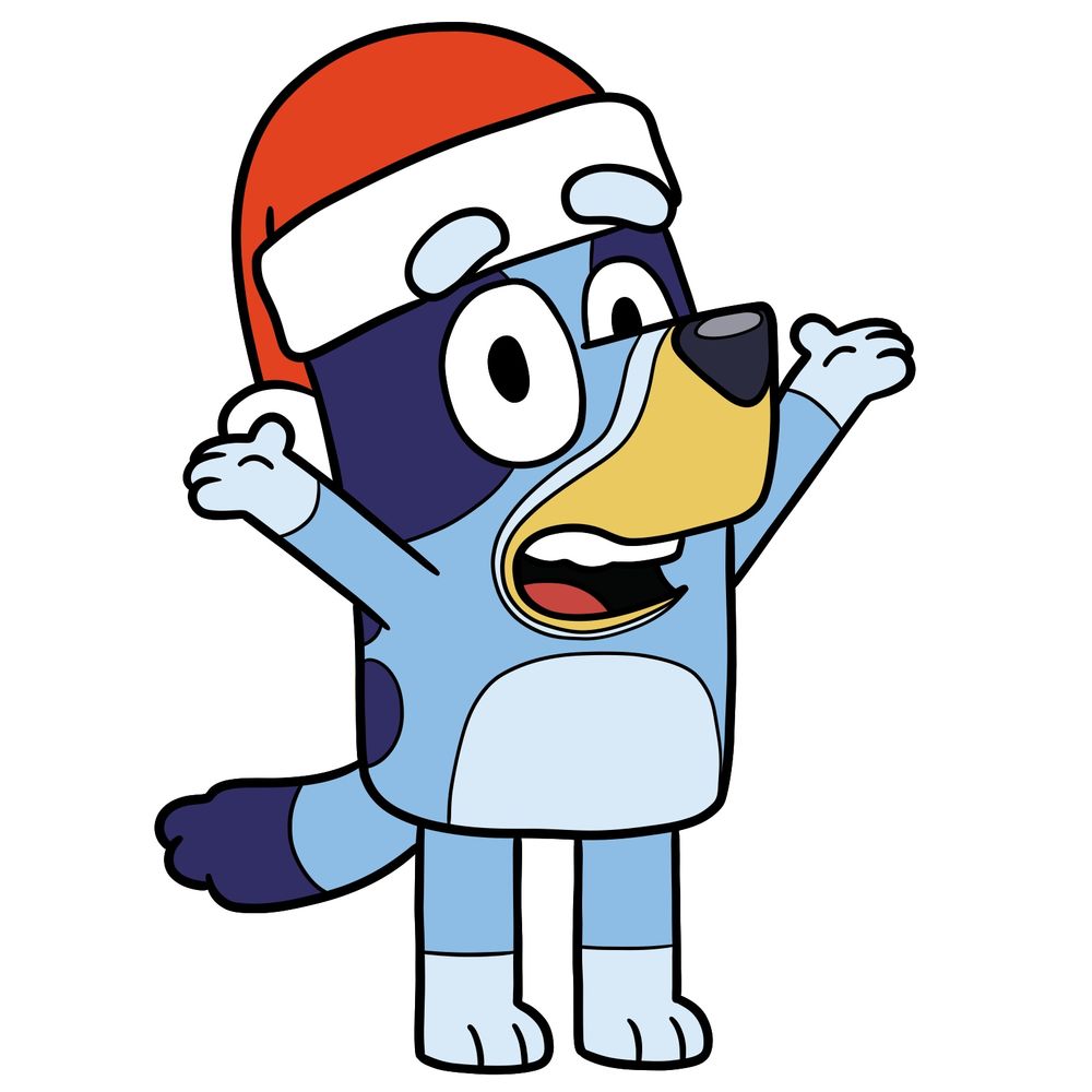 Bluey Christmas Drawing: Learn How to Draw Bluey in a Santa Hat