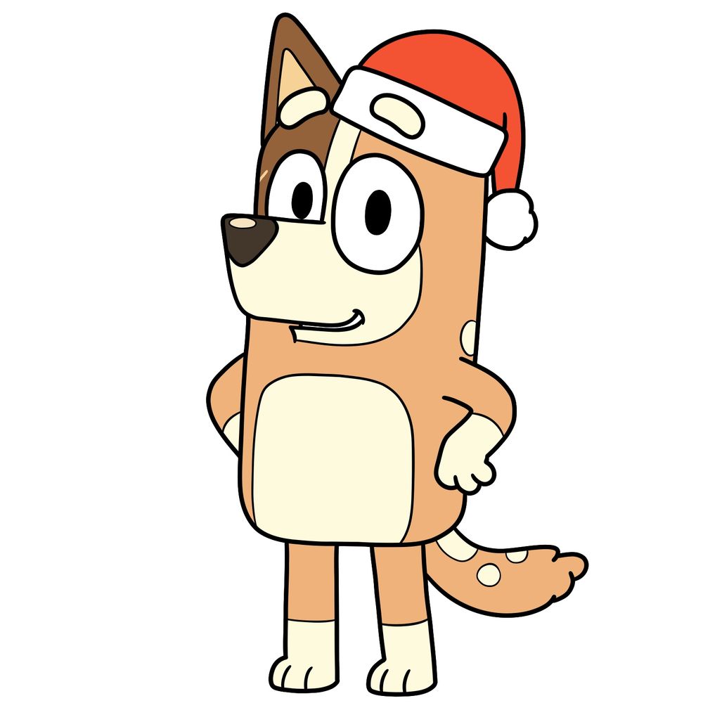 How to Draw Chilli Heeler in a Santa Hat – Festive Bluey Drawing