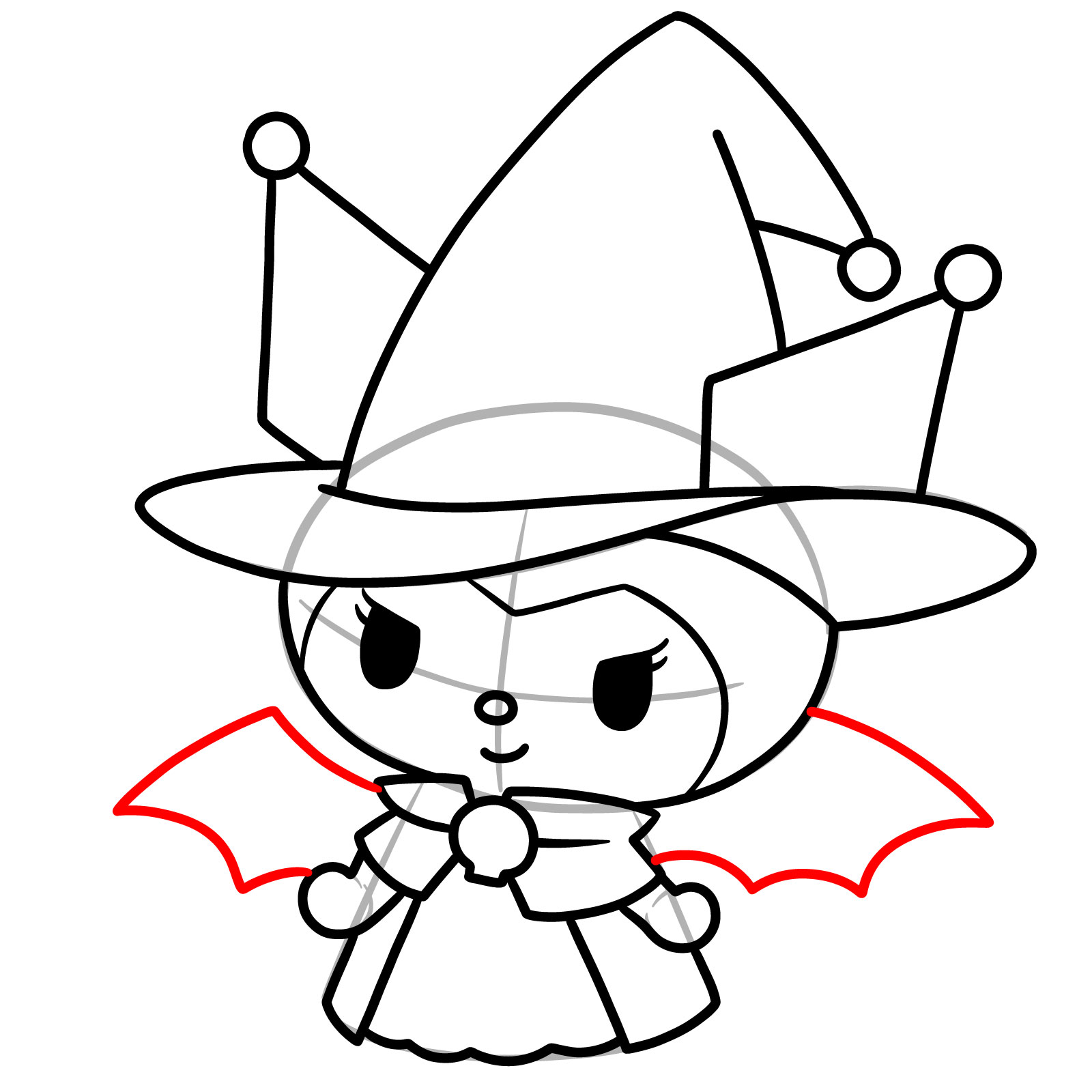 How to Draw Kuromi for Halloween - step 17