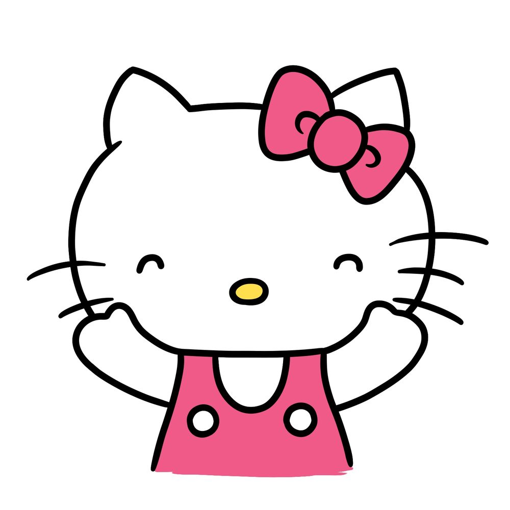 How to Draw Hello Kitty’s Happy Pose: Cheerful Drawing