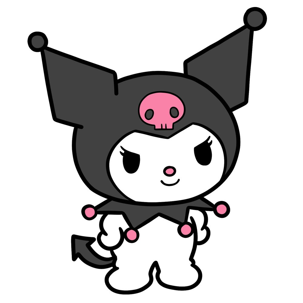 Tutorial on How to Draw Smiling Kuromi from My Melody Series