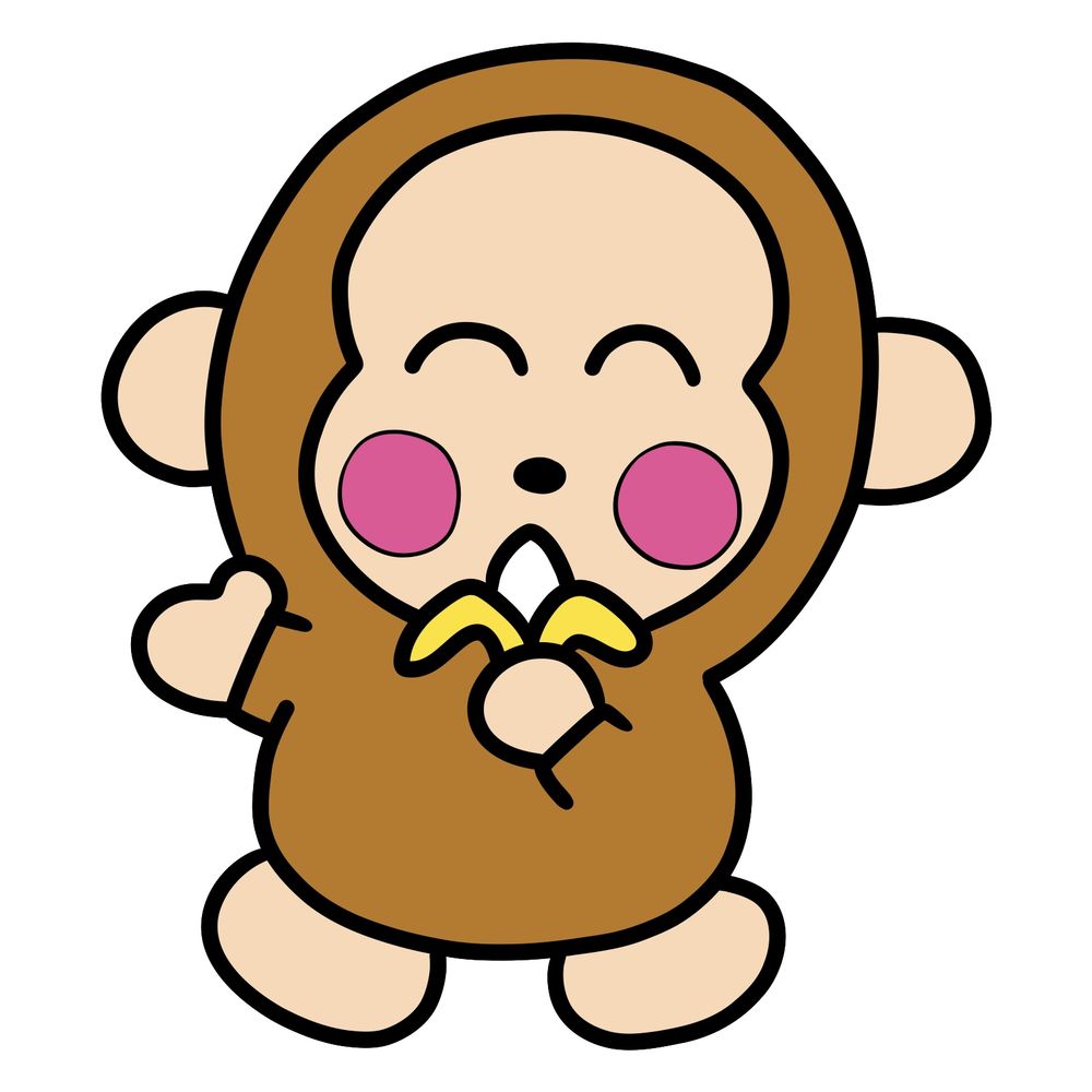 Cute Sanrio Drawing Guide: Monkichi Eating a Banana