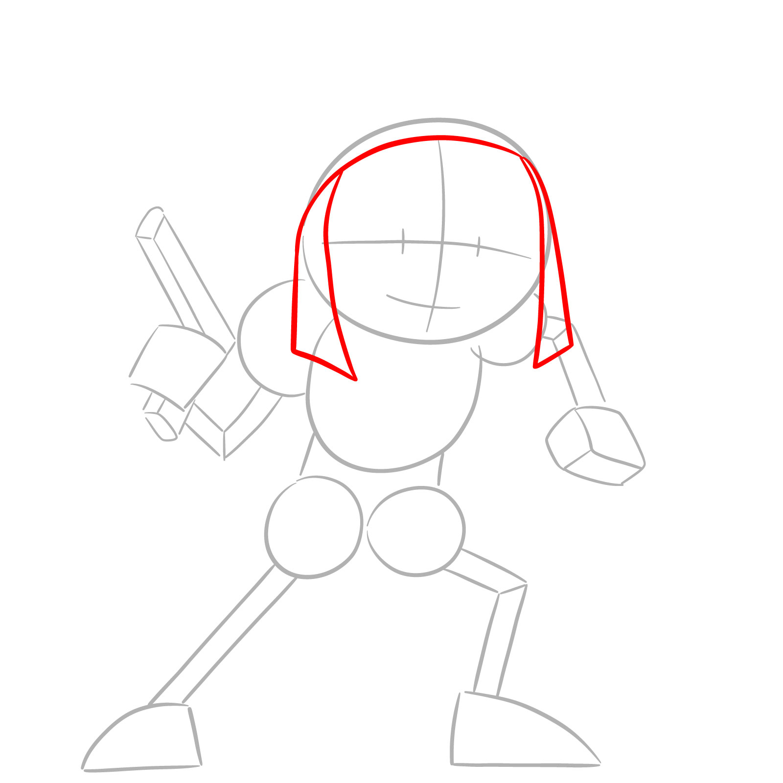 How to Draw Pomni with a Gun from the 6th Episode - step 03