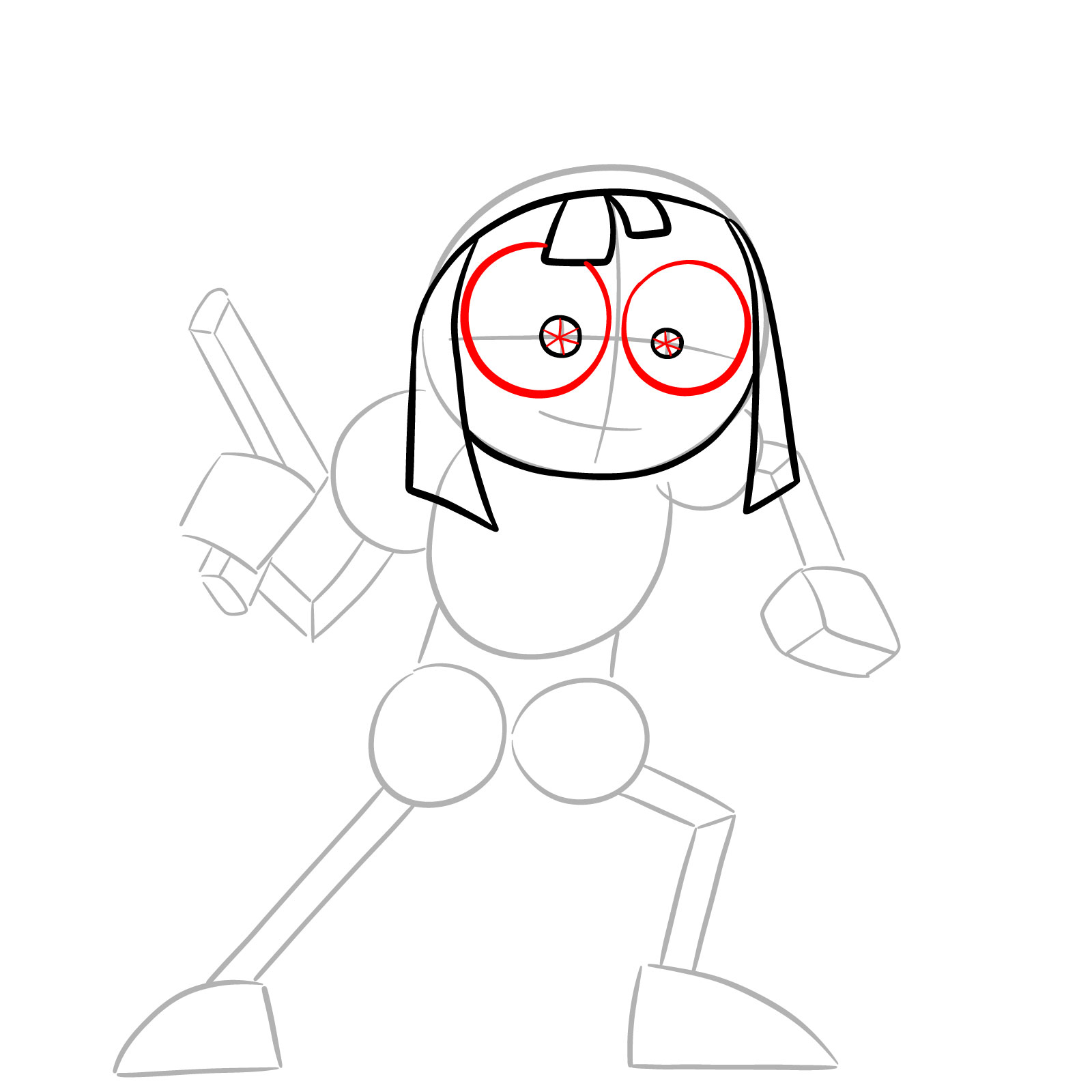 How to Draw Pomni with a Gun from the 6th Episode - step 06