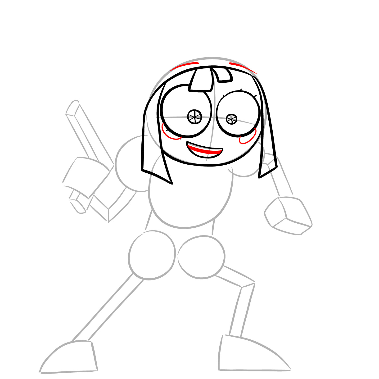 How to Draw Pomni with a Gun from the 6th Episode - step 08