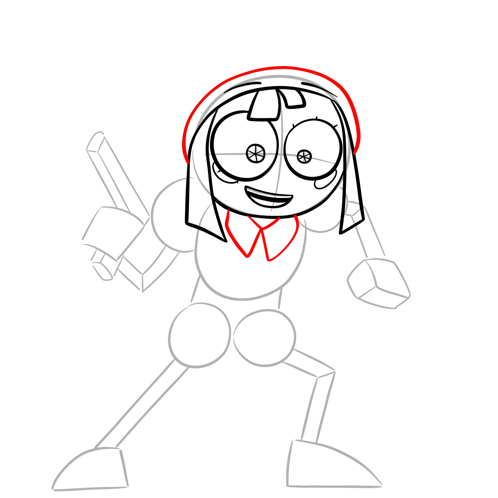 How to Draw Pomni with a Gun from the 6th Episode - step 09