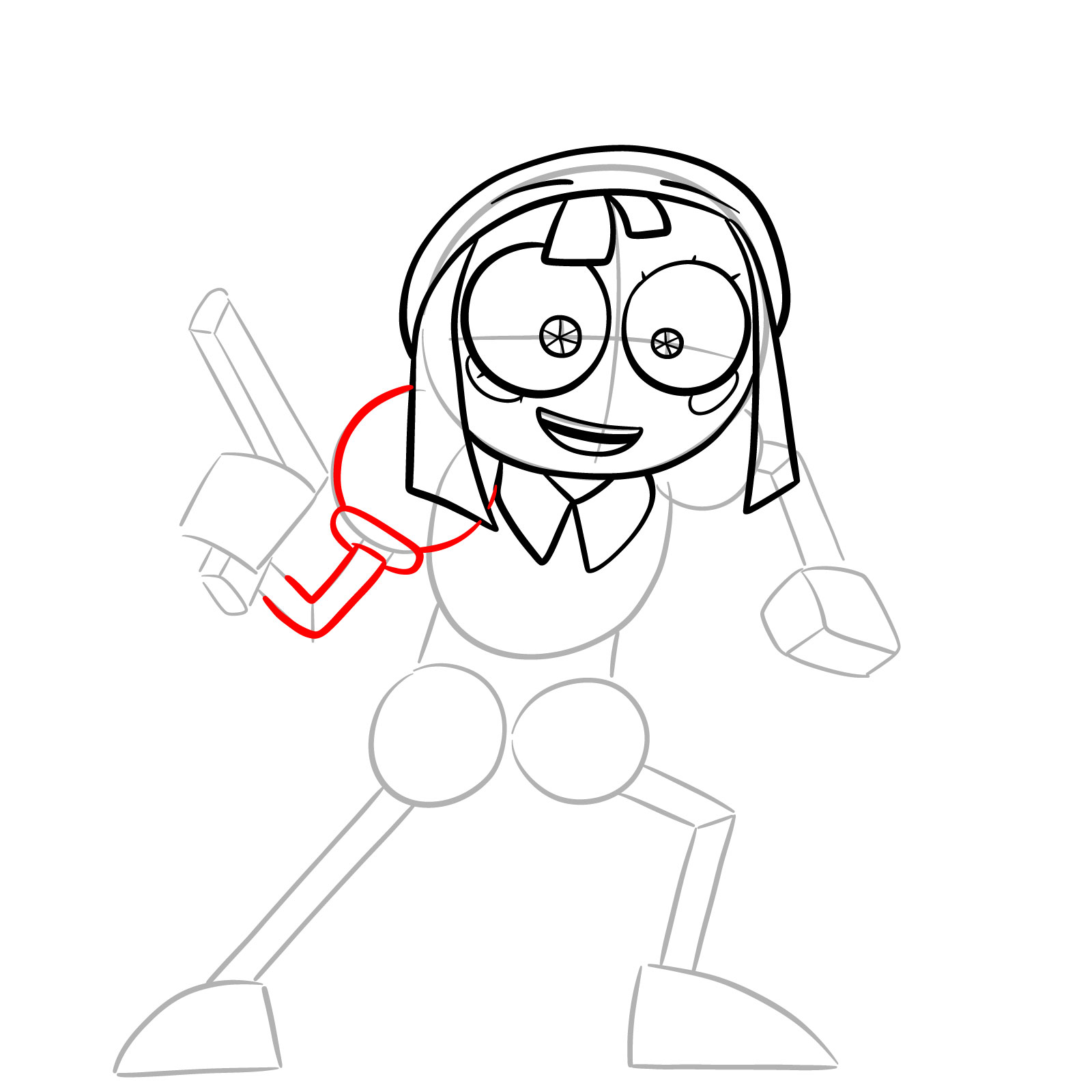 How to Draw Pomni with a Gun from the 6th Episode - step 10