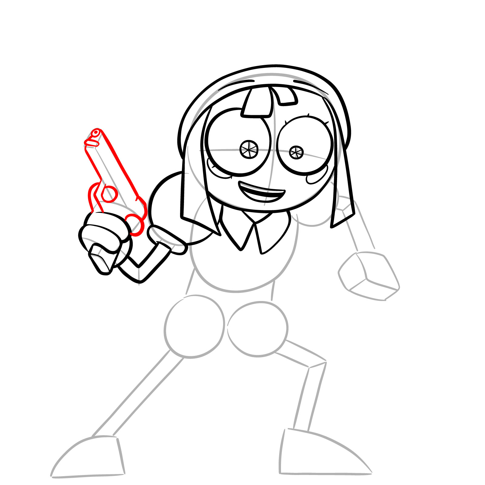 How to Draw Pomni with a Gun from the 6th Episode - step 12